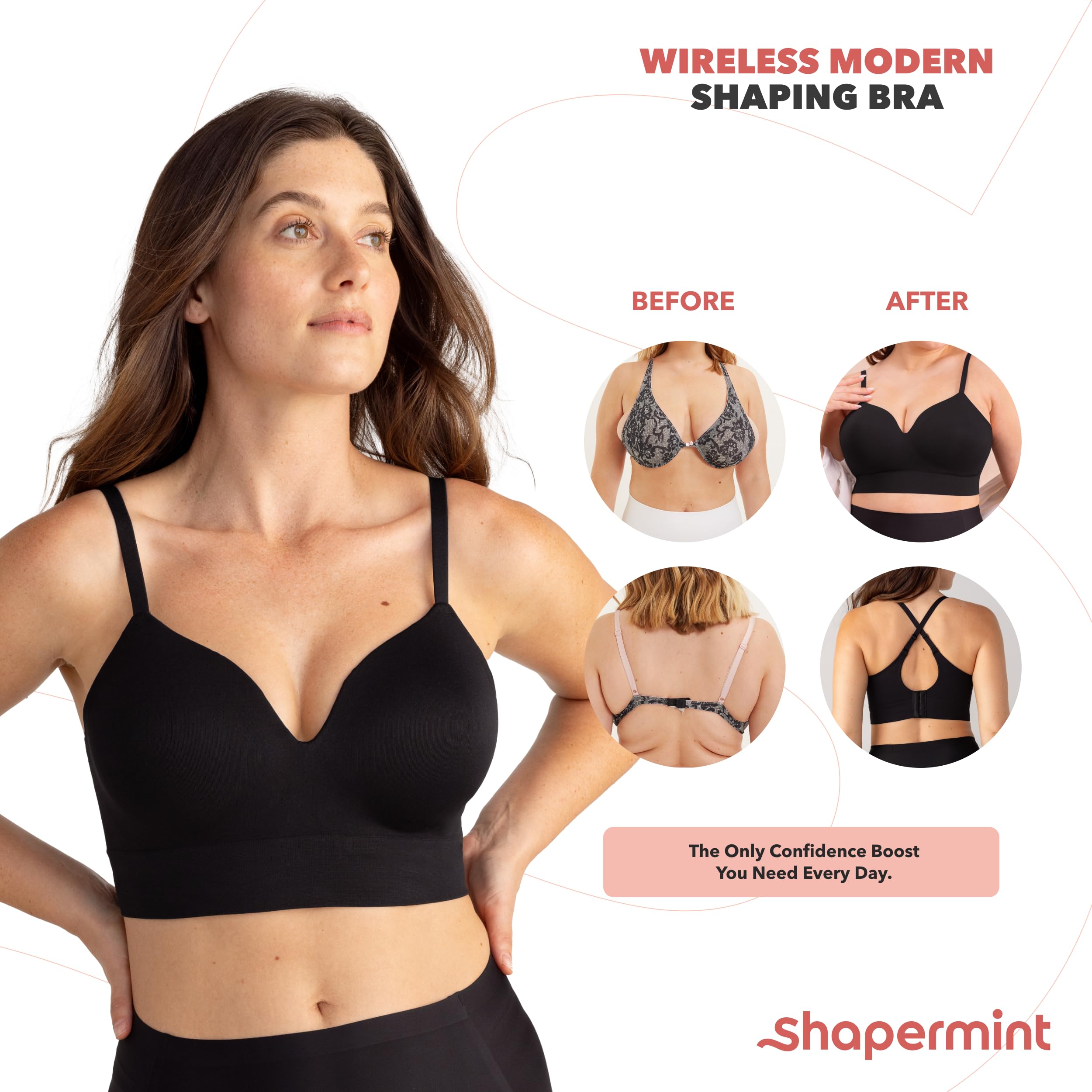 **Shapermint Women's Supportive Wireless Bras - Full Coverage Comfortable Everyday Bras for Lift & Support | Perfect for Work, Yoga & Daily Wear**