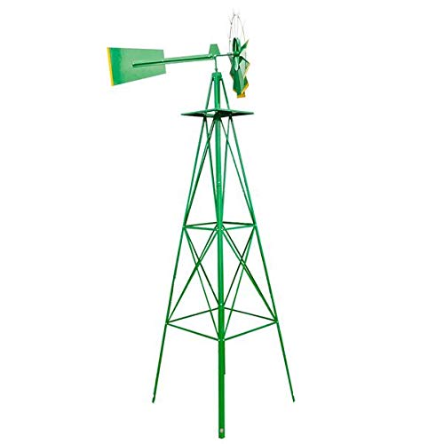 8FT Weather Resistant Garden Windmill - Decorative Outdoor Yard Spinner for Lawn, Patio, and Backyard Landscaping | Green Windmill for Garden Decor