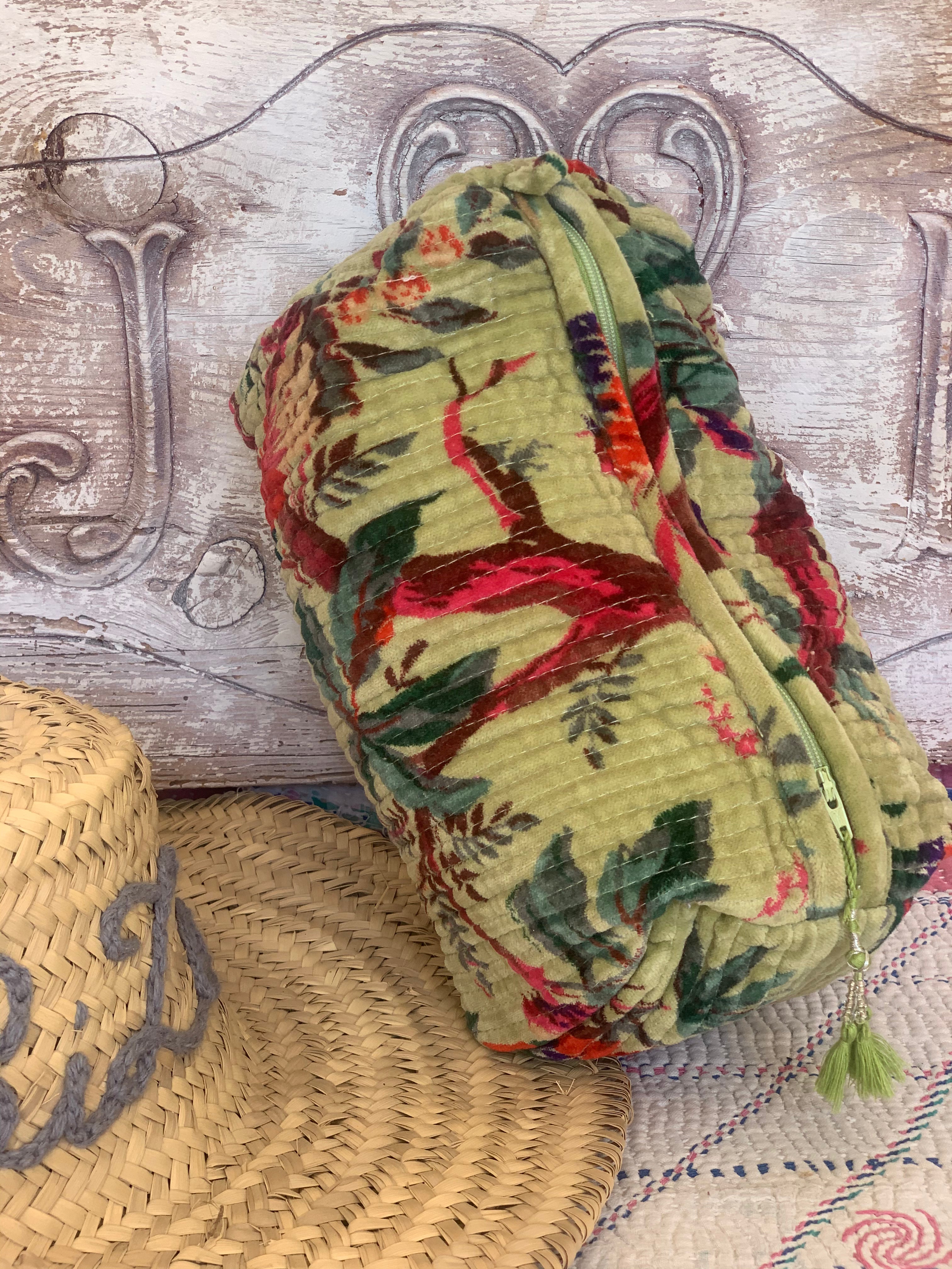 Luxury Velvet Large Cosmetic Bag from Ibiza - Perfect for Travel, Makeup Storage & Organizing Beauty Essentials