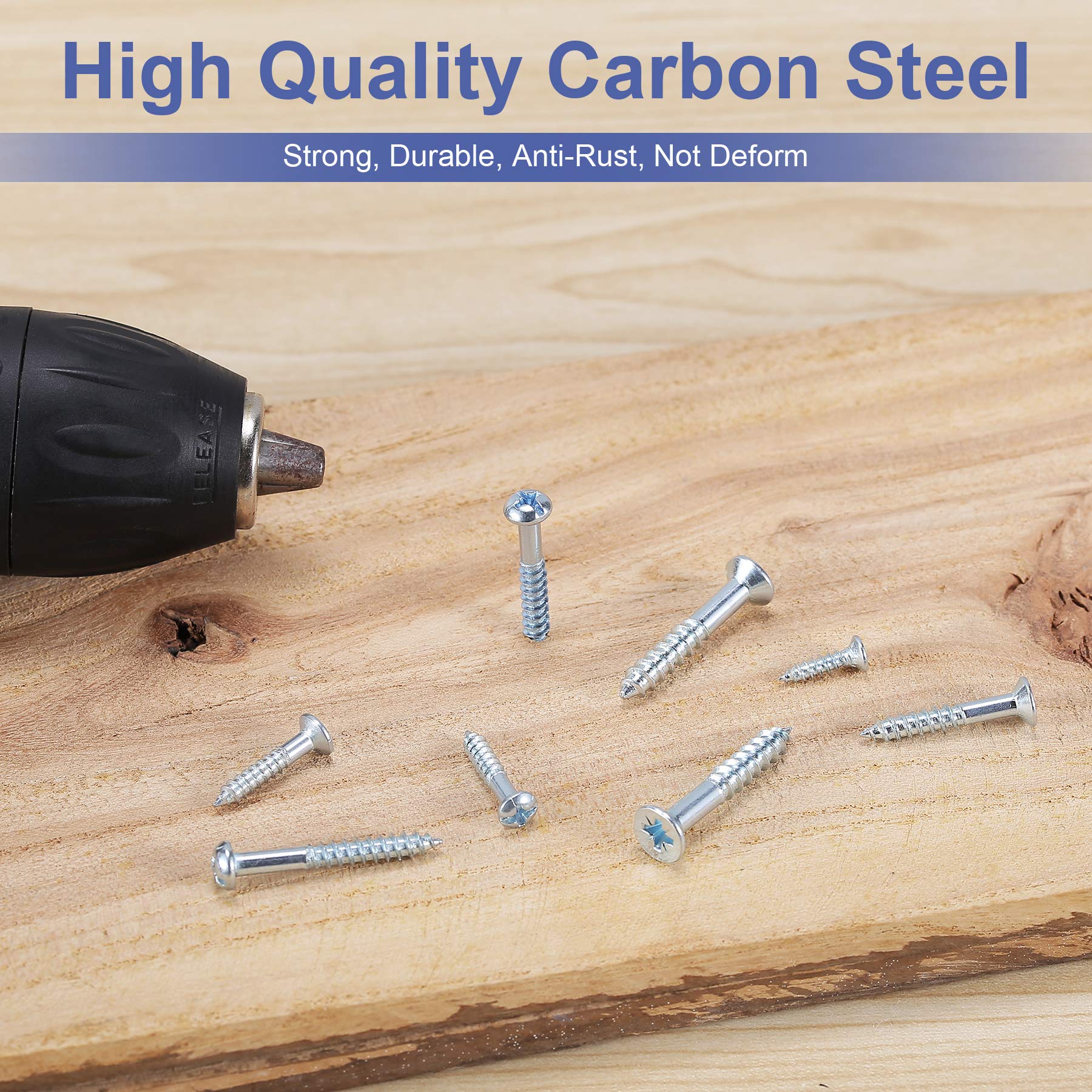 FARRAY 224pcs Galvanized Phillips Wood Screws Assortment Kit - Durable Assorted Screw Set for DIY Projects, Furniture Repair & Woodworking