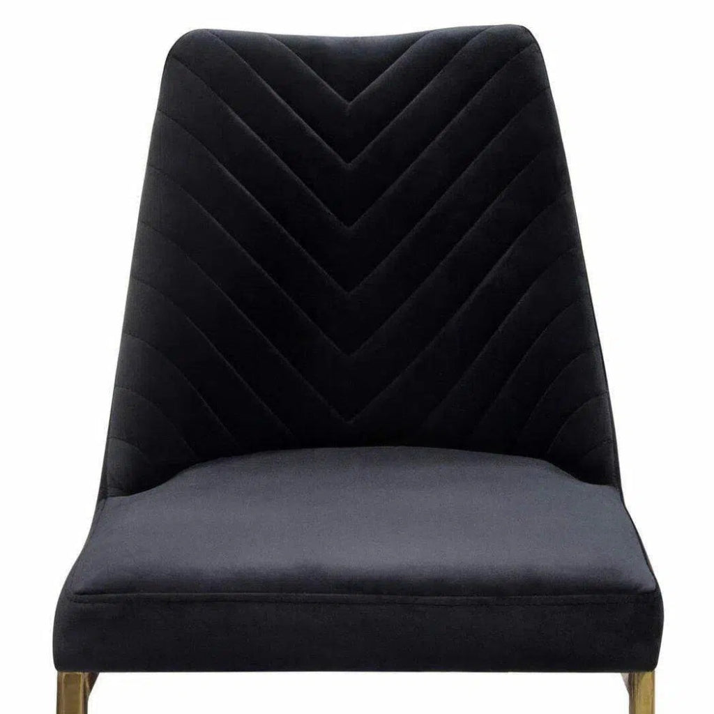 2PC Black Velvet & Gold Dining Chairs - Modern Upholstered Side Chairs for Kitchen, Dining Room, or Breakfast Nook - Elegant Home Decor