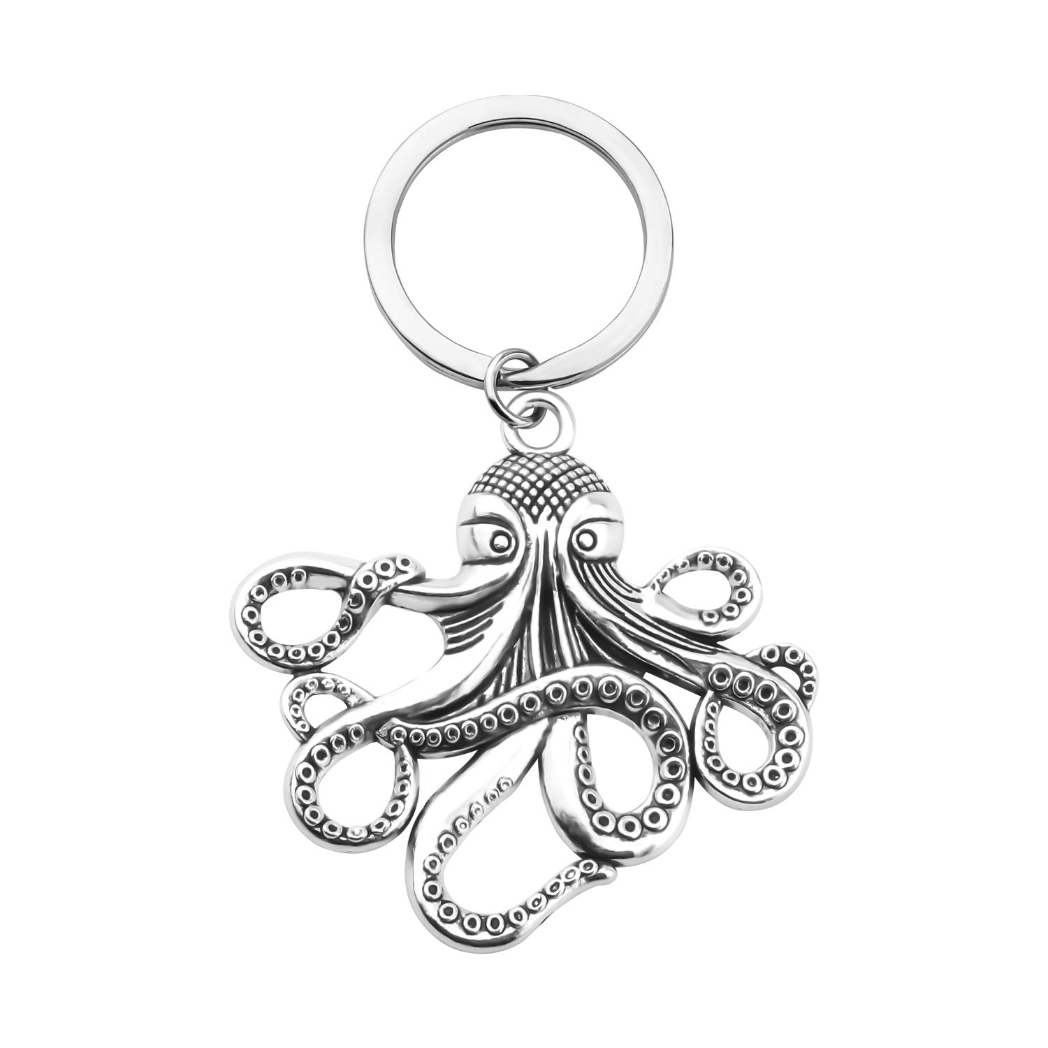 BEKECH Octopus Keychain - Black Eyed Squid Charm, Sea Animal Jewelry for Pirates & Ocean Lovers | Perfect Gift for Beach Parties, Nautical Decor & Key Accessories