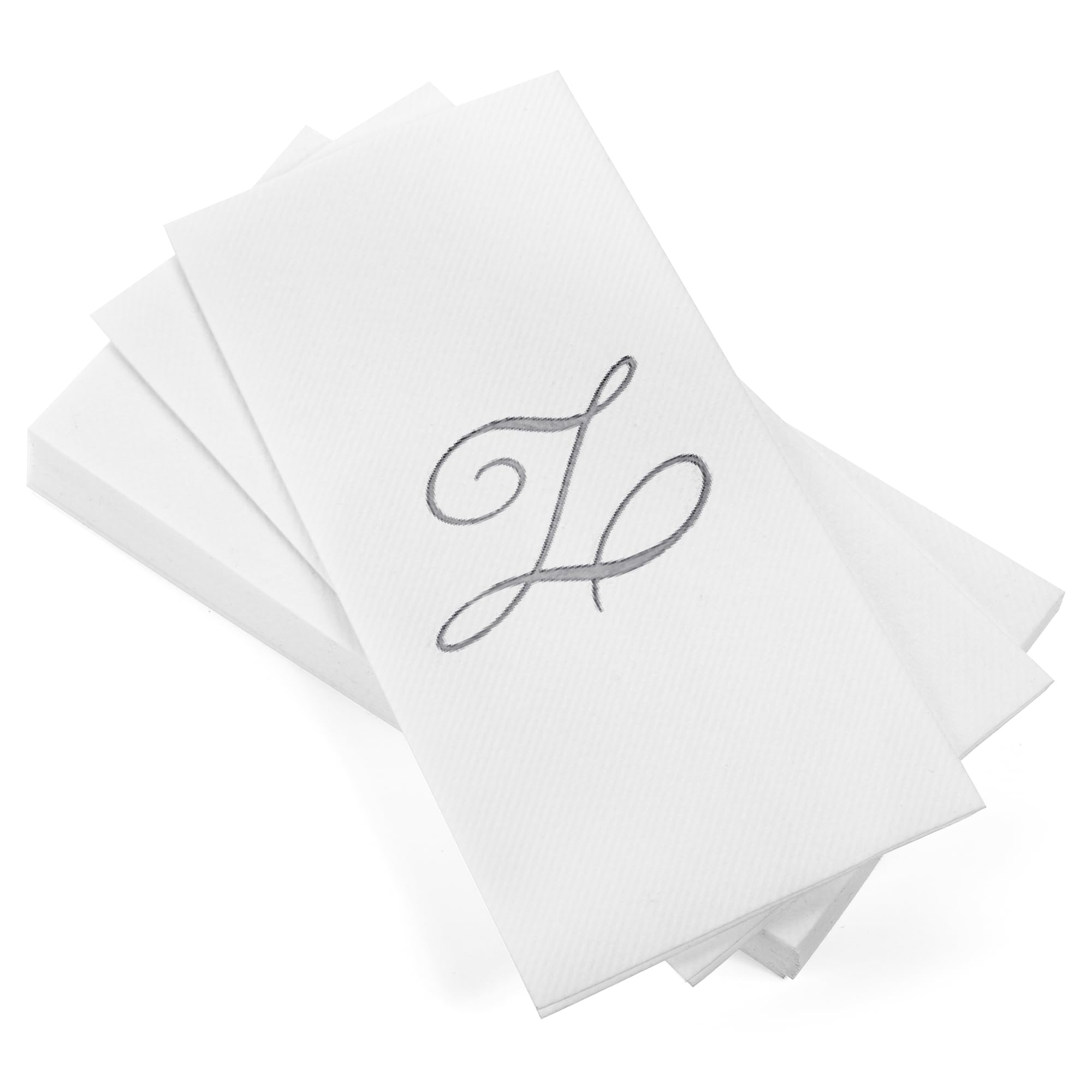 AMERICAN HOMESTEAD Premium Disposable Hand Towels - Elegant Silver Foil Monogrammed Guest Napkins for Weddings & Parties - Soft Linen-Like Bathroom Paper Towels (50 Count) - Perfect for Home, Hotel, and Restaurant Hospitality Use