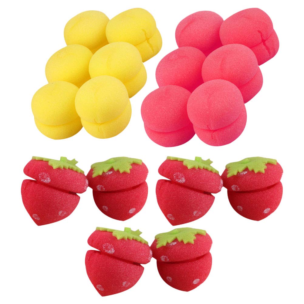 18Pcs Soft Sponge Hair Rollers for Long Hair - Foam Curlers with Heat Resistant Design, Strawberry Wave Curl Sponge Rollers for Salon-Quality Styling at Home - Perfect for Daily Use, Parties, and Special Occasions