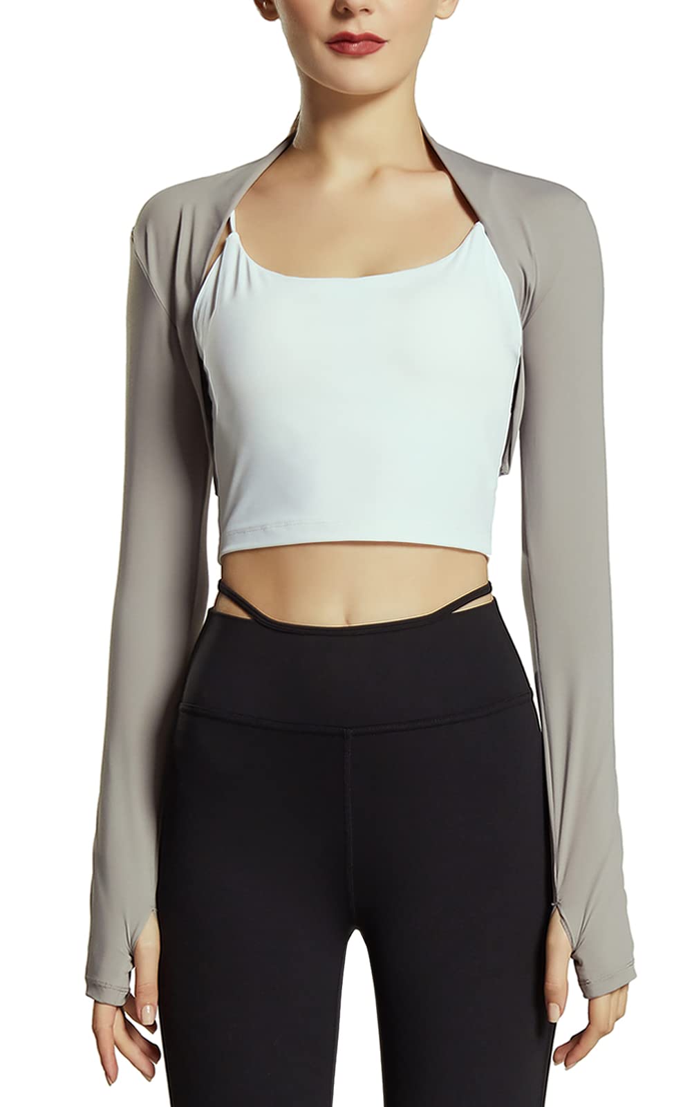 Happy Cherry Women's Long Sleeve Sports Shawl Bolero Shrug Cardigan for Cycling, Yoga, Running & Outdoor Activities - Lightweight Cover-Up for Workouts & Casual Wear