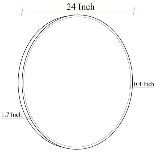 Deby 24 Inch Round Wall Mirror with Brushed Metal Frame - Black Circle Mirror for Bathroom, Entryway & Dining Room Decor | Perfect Makeup Mirror & Home Decoration Accent