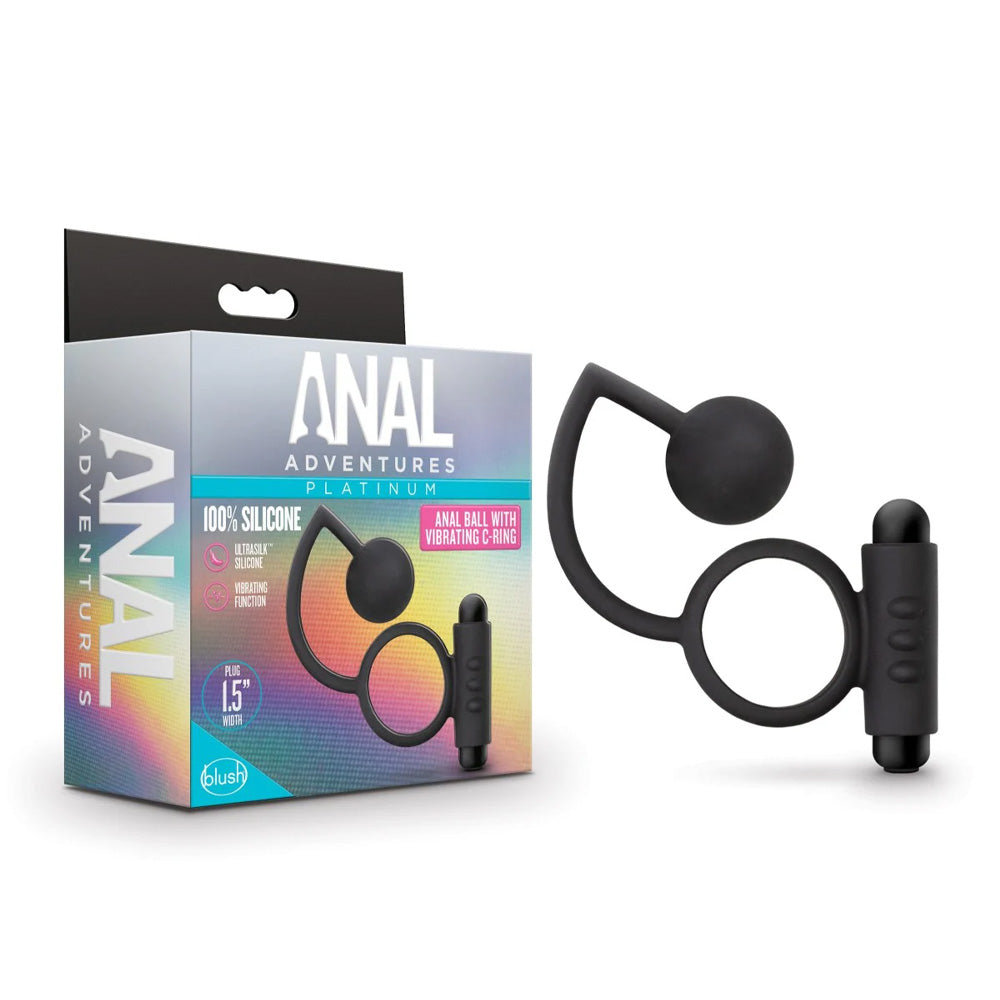 Premium Platinum Silicone Anal Ball & Vibrating Cock Ring Set - Dual Pleasure for Couples & Solo Play - Perfect for Sensual Massage, BDSM, and Intimate Exploration