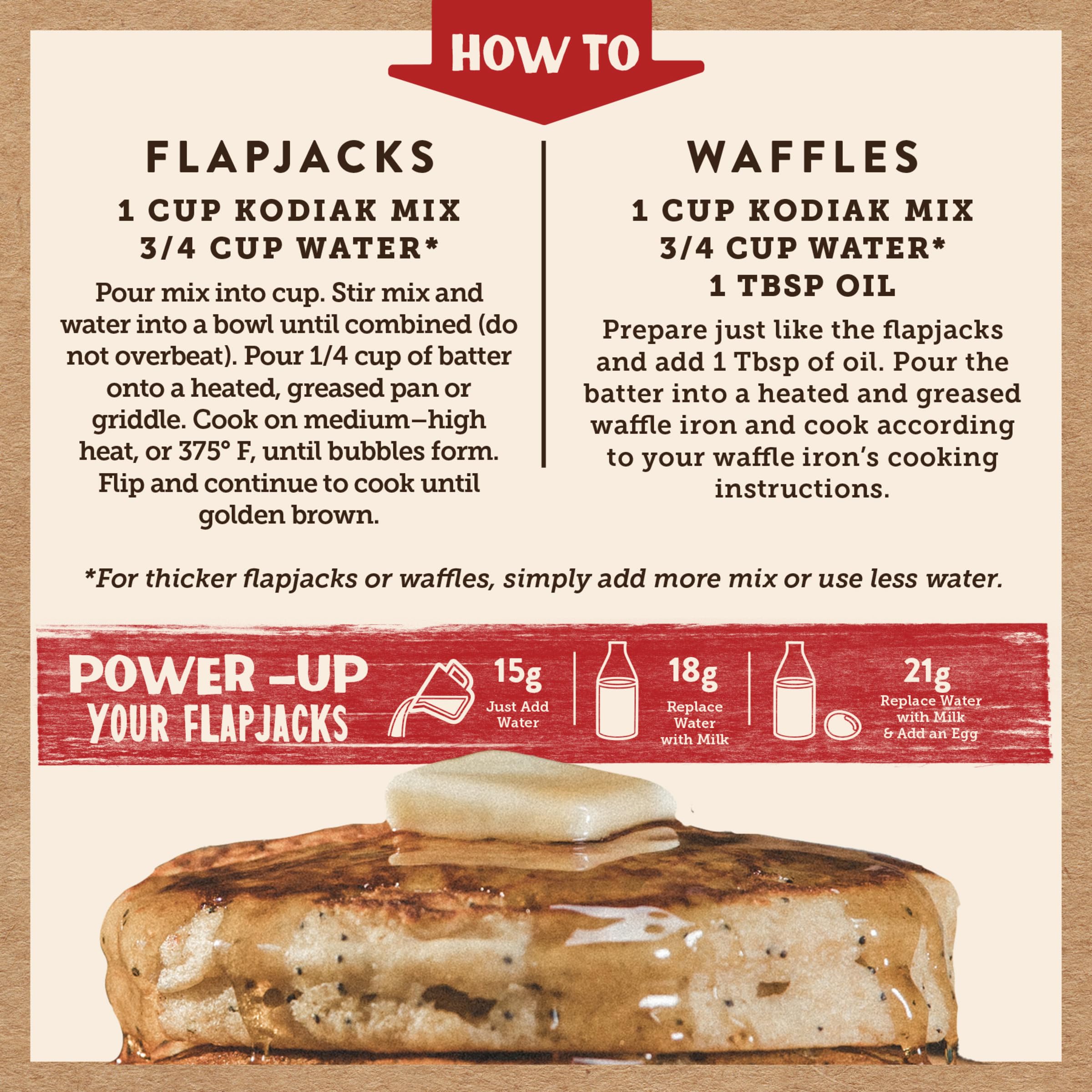 Kodiak Cakes Power Cakes - Almond Poppyseed High Protein Pancake & Waffle Mix, 100% Whole Grains, Pack of 6 | Perfect for Breakfast, Camping & Post-Workout Meals