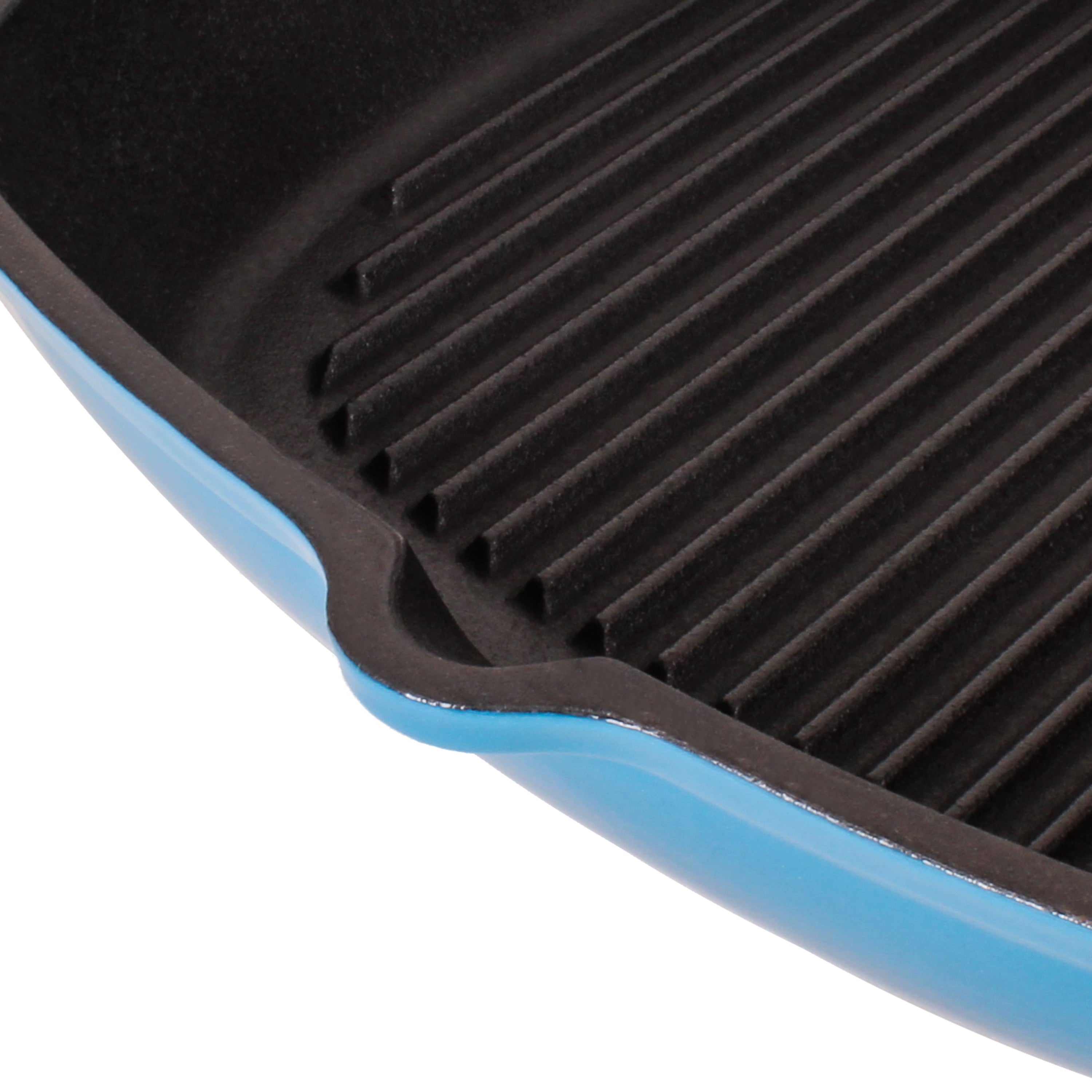 BergHOFF Neo 4-Piece Cast Iron Cookware Set - Grill Pan, Fry Pan & Oval Dutch Oven, Blue Enamel Coating | Perfect for Stovetop, Oven & Outdoor Cooking | Durable Kitchen Essentials for BBQ, Frying & Braising