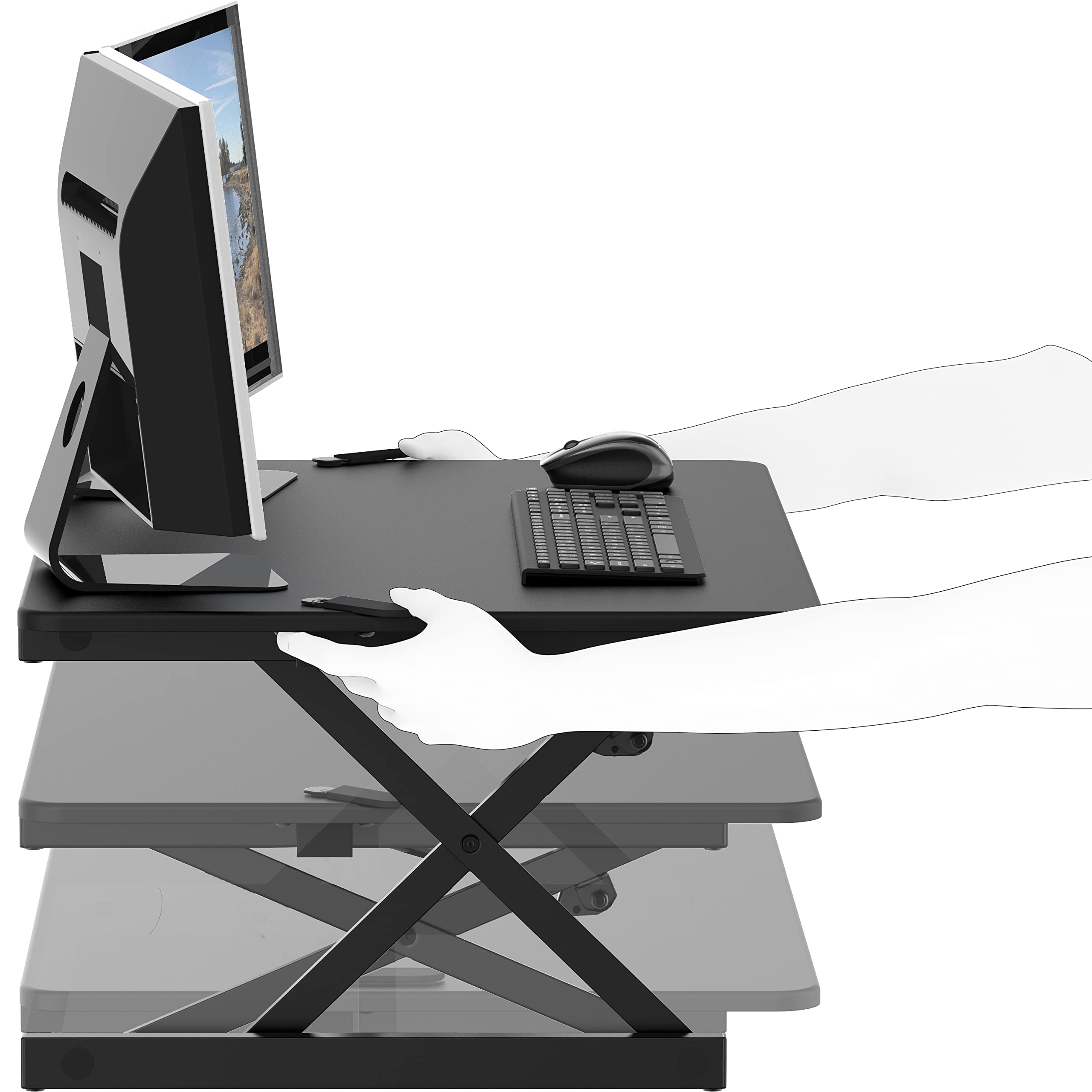 32-Inch Height Adjustable Standing Desk Converter - Ergonomic Riser Workstation for Home & Office (Black) | Perfect for Work from Home, Gaming & Study Setup