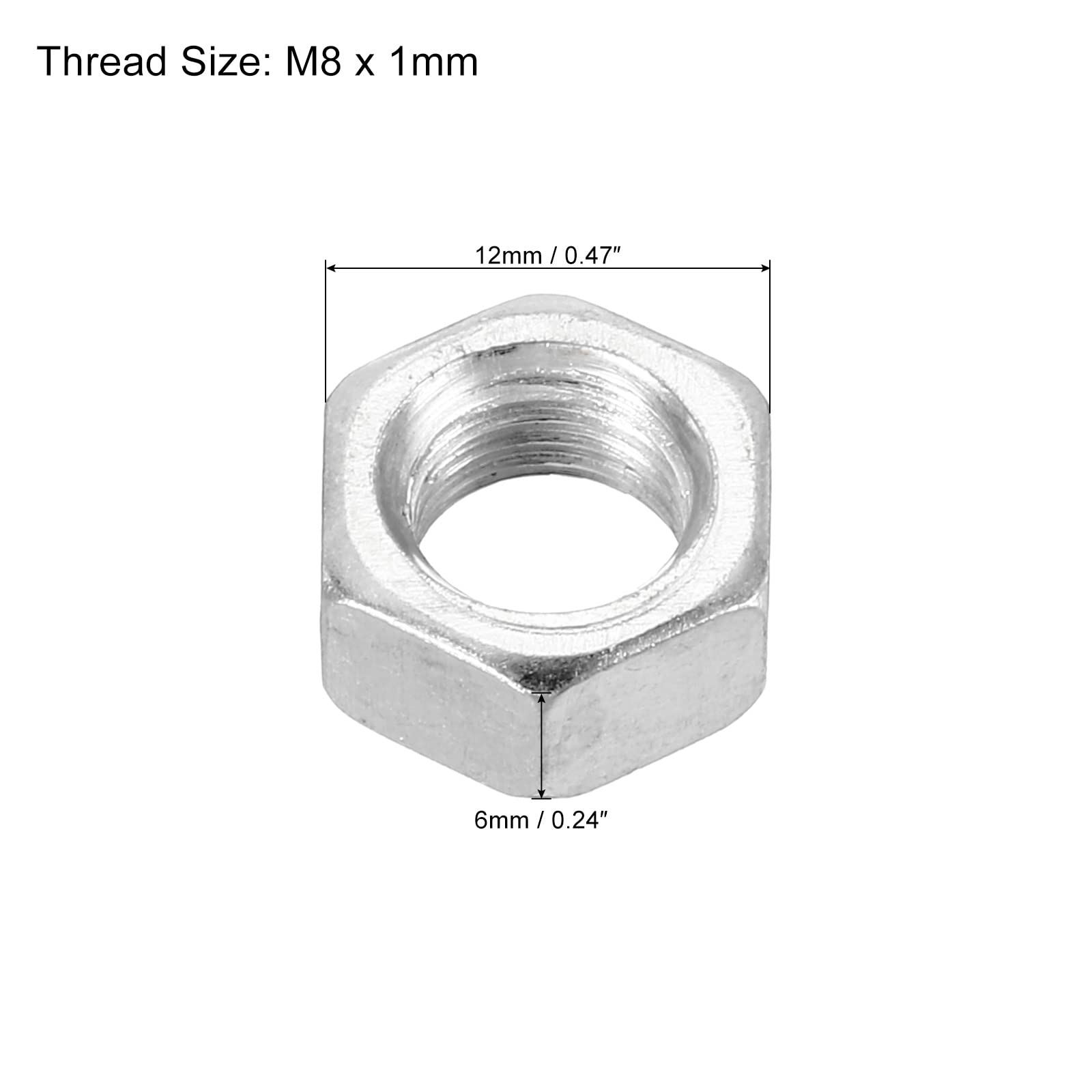 PATIKIL M8 x 1.0 Steel Hex Nuts - 30 Pack Metric Thread Zinc Plated Fasteners (6mm Height) - Ideal for Automotive, Machinery & DIY Projects