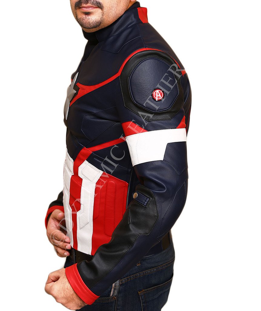 Captain America Chris Evans Biker Rider Leather Jacket - Premium Motorcycle Jacket for Men, Cosplay & Halloween Costume - Perfect for Superhero Fans & Bike Riders