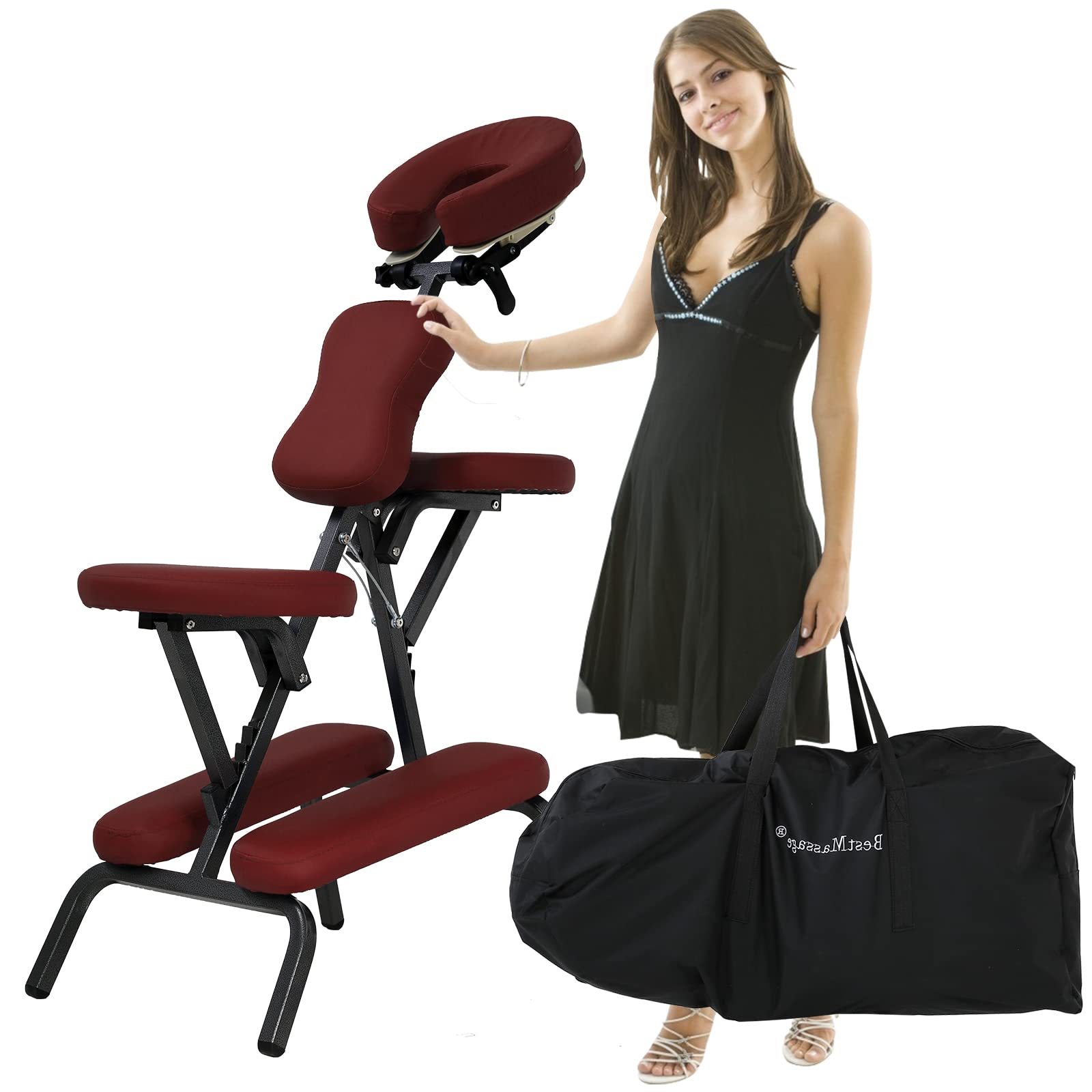 Portable Adjustable Massage Chair - Professional Folding Spa & Tattoo Chair with Face Cradle, 2