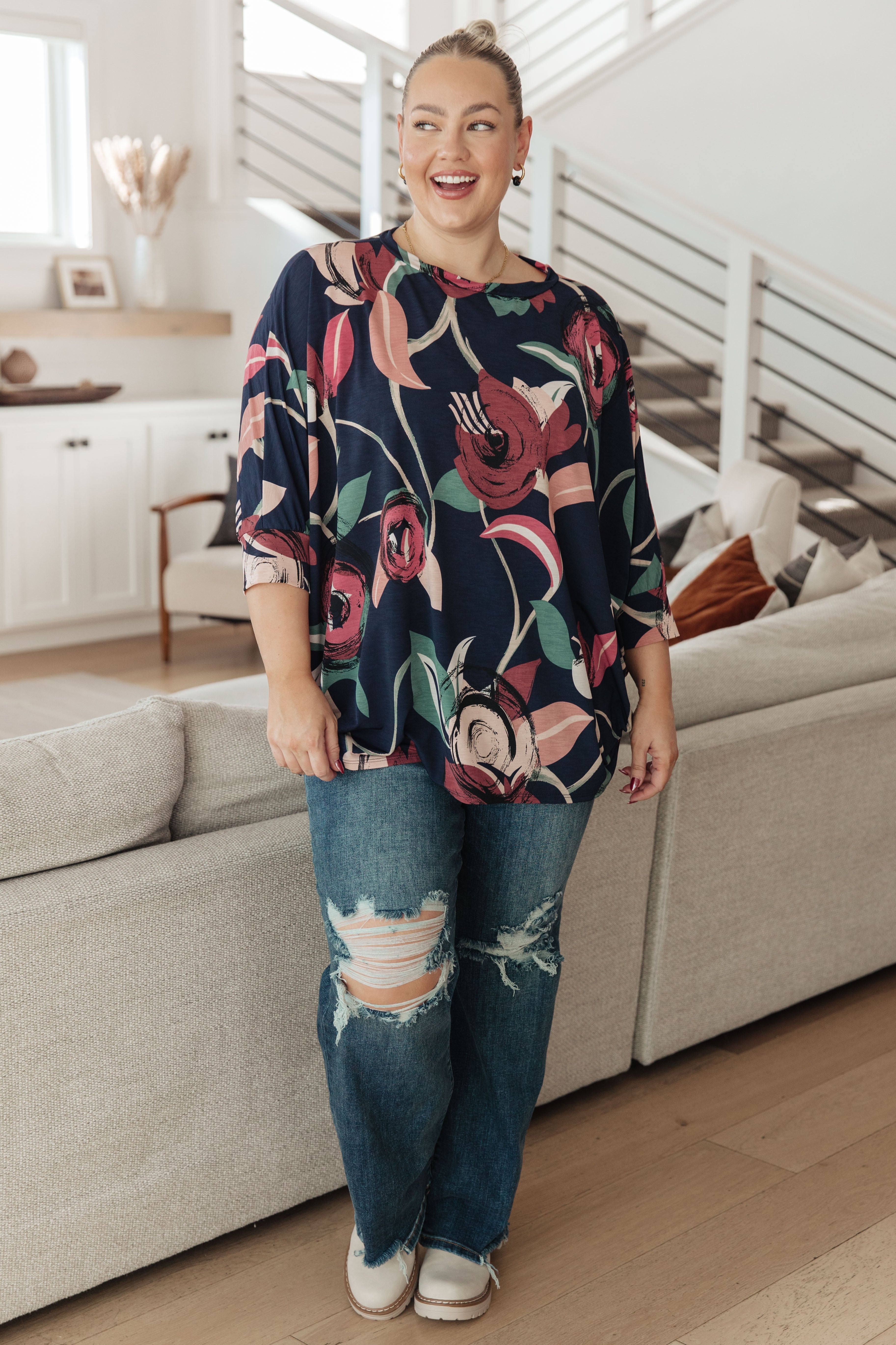 Float On Floral Top - Women's Boho Summer Blouse with Floral Print | Perfect for Beach Vacations, Music Festivals & Casual Outings