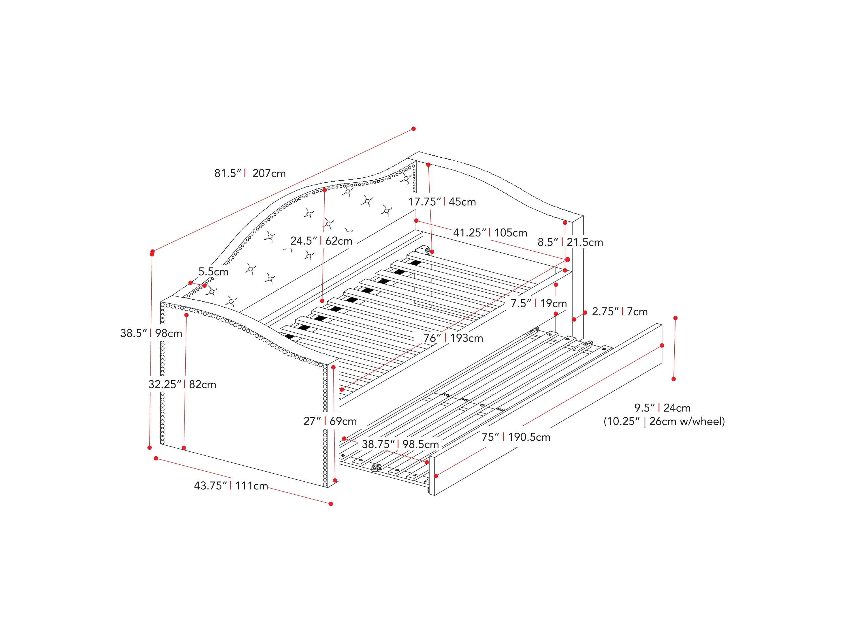 Twin Day Bed with Trundle - Space-Saving Modern Bed Frame for Guest Room & Kids Room - Perfect for Sleepovers & Small Spaces