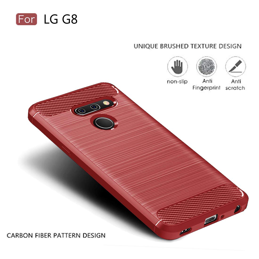 **Shockproof TPU Case for LG G8 ThinQ - Durable Protective Cover with Raised Bezels, Anti-Scratch & Drop Protection - Perfect for Daily Use, Travel & Outdoor Activities (Red)**