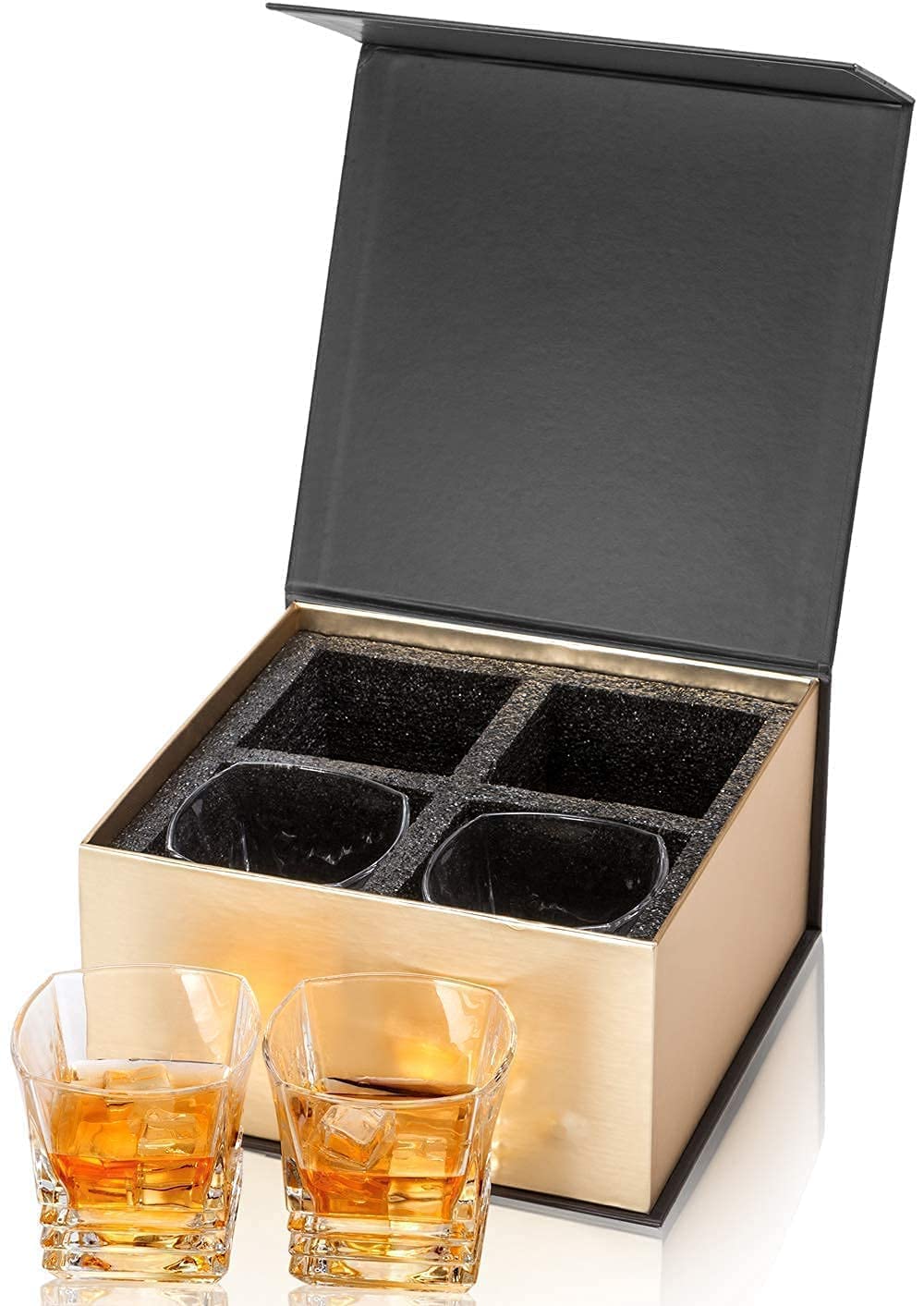 Premium KANARS Whiskey Decanter Set - Handcrafted Crystal Liquor Decanter with 4 Glasses for Scotch, Bourbon, Whiskey & Spirits - Elegant 9-Piece Barware Gift Set for Men - Perfect for Home Bars, Weddings & Special Occasions