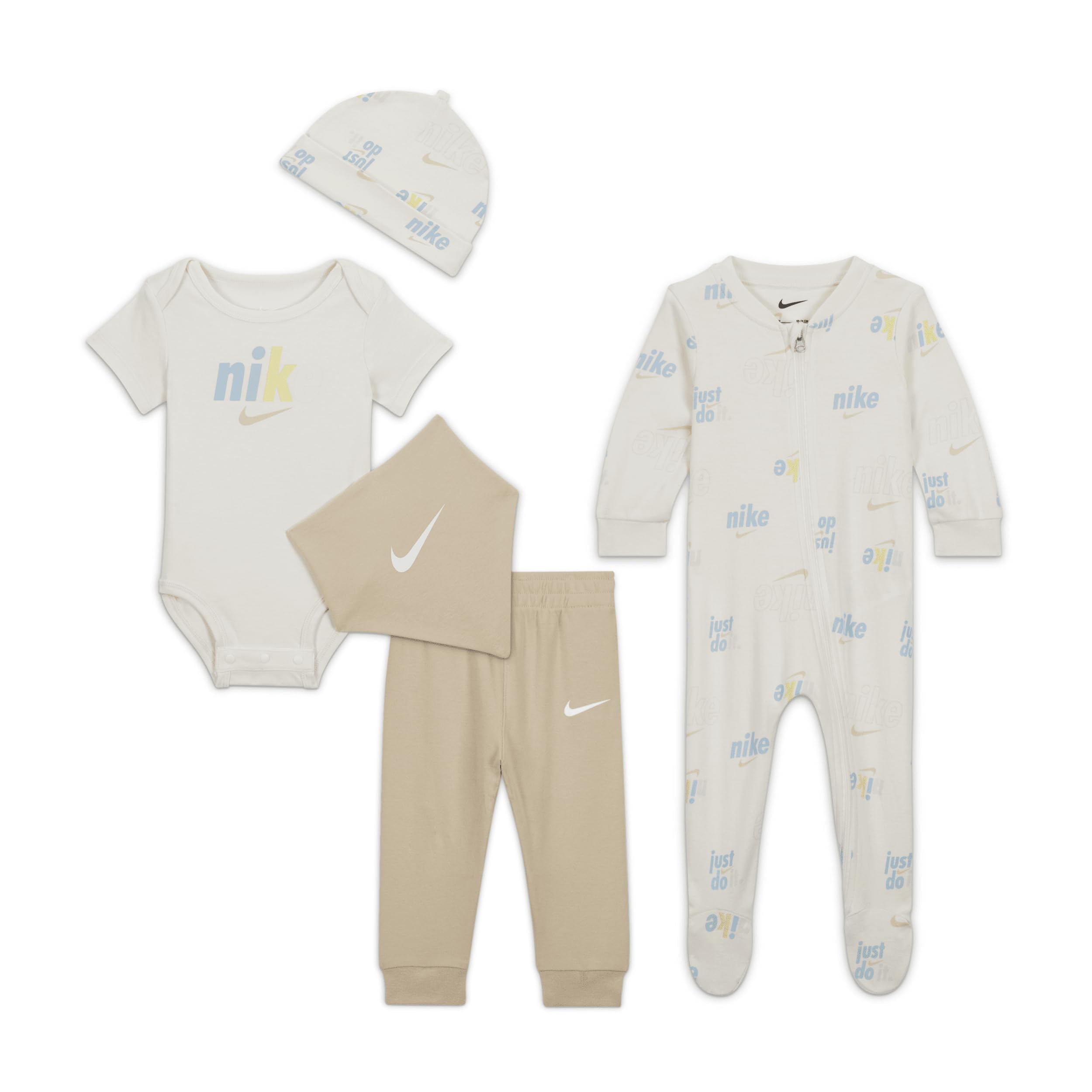 Nike Baby Boy Swooshfetti 5-Piece Layette Set - Size 3 Months (56k684-x5c) - Soft Cotton Newborn Outfit for Comfort & Style - Perfect for Photos, Gifts & Daily Wear