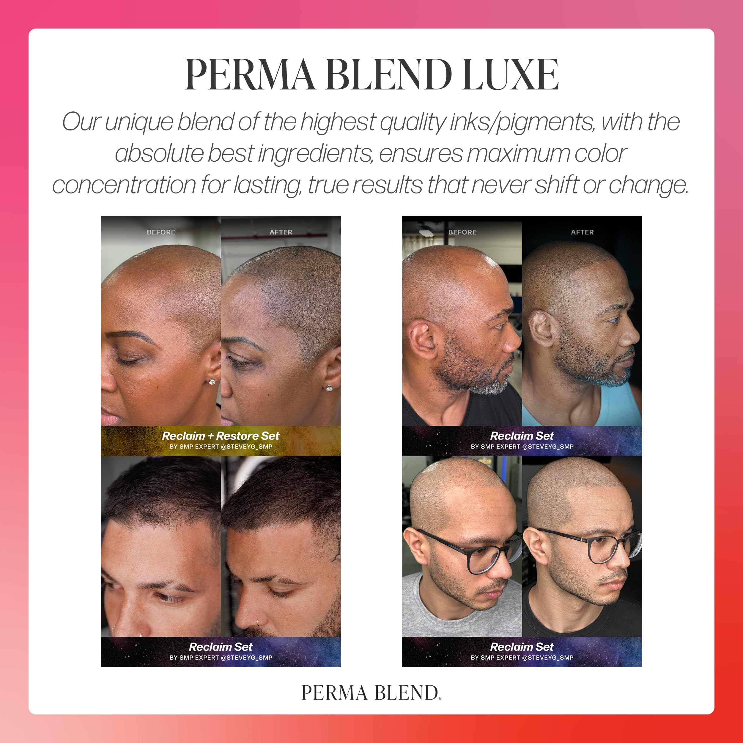 Perma Blend Luxe Stevey G. Reclaim Set - SMP Scalp Micro-Pigmentation Kit for Hairlines & Bald Spots - Permanent Tattoo Ink Set (6x0.5oz) - Vegan, Cruelty-Free - Perfect for Barbers, Tattoo Artists & SMP Professionals