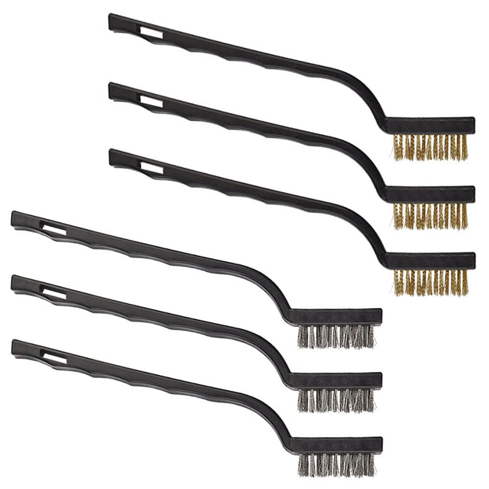 **Lanebudd Stainless Steel Wire Brush & Copper Wire Brush Set - 6 Pcs for Industrial Cleaning, Rust Removal, and Welding Slag - Heavy-Duty Metal Scrubber for Tools, Grills, and Auto Parts**