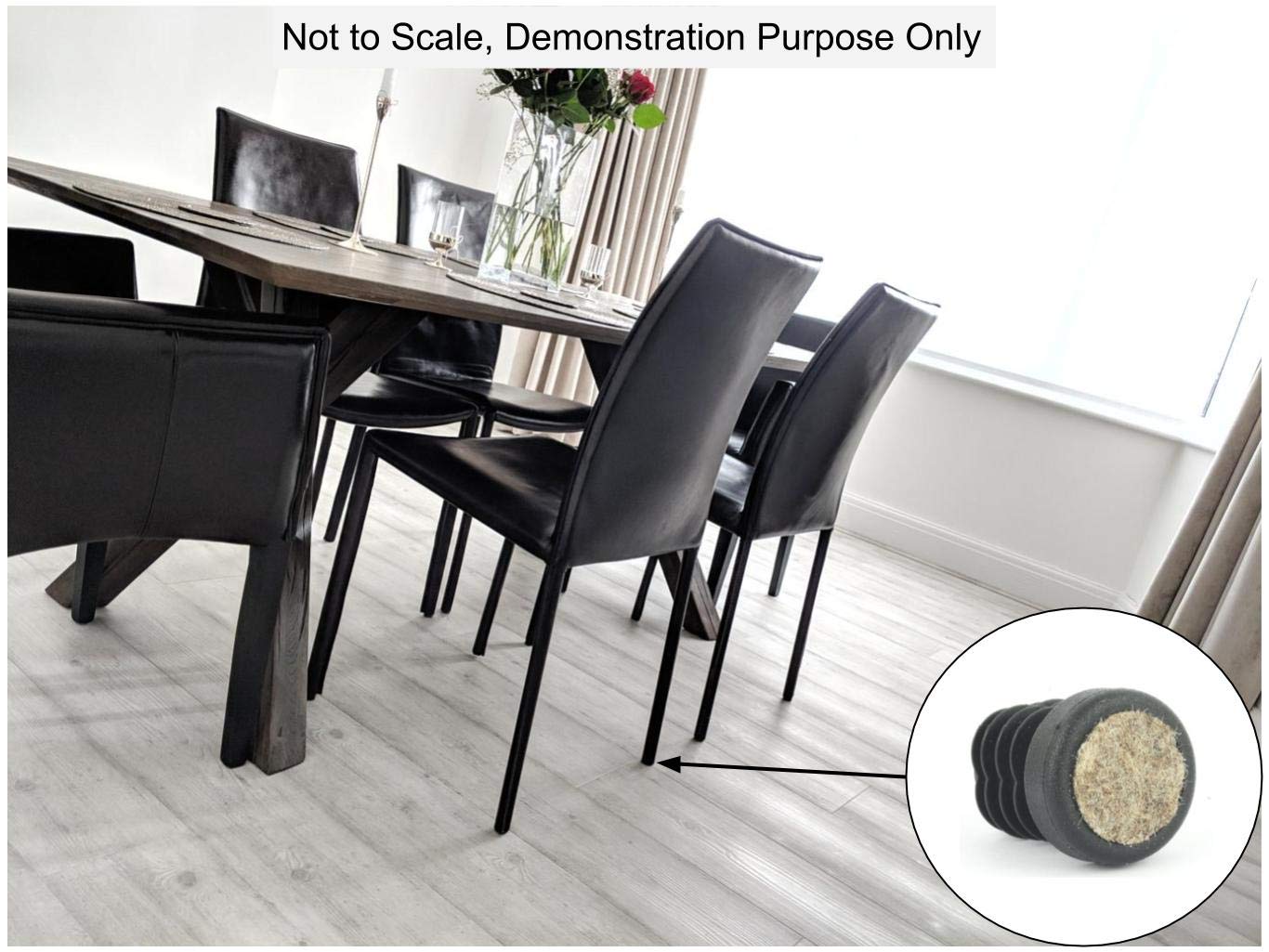 Premium German-Made 28mm Furniture Gliders & Felt Tube Inserts for Metal Chair Legs - Non-Slip Floor Protectors (Pack of 36) - Perfect for Hardwood Floors, Office Chairs & Home Furniture