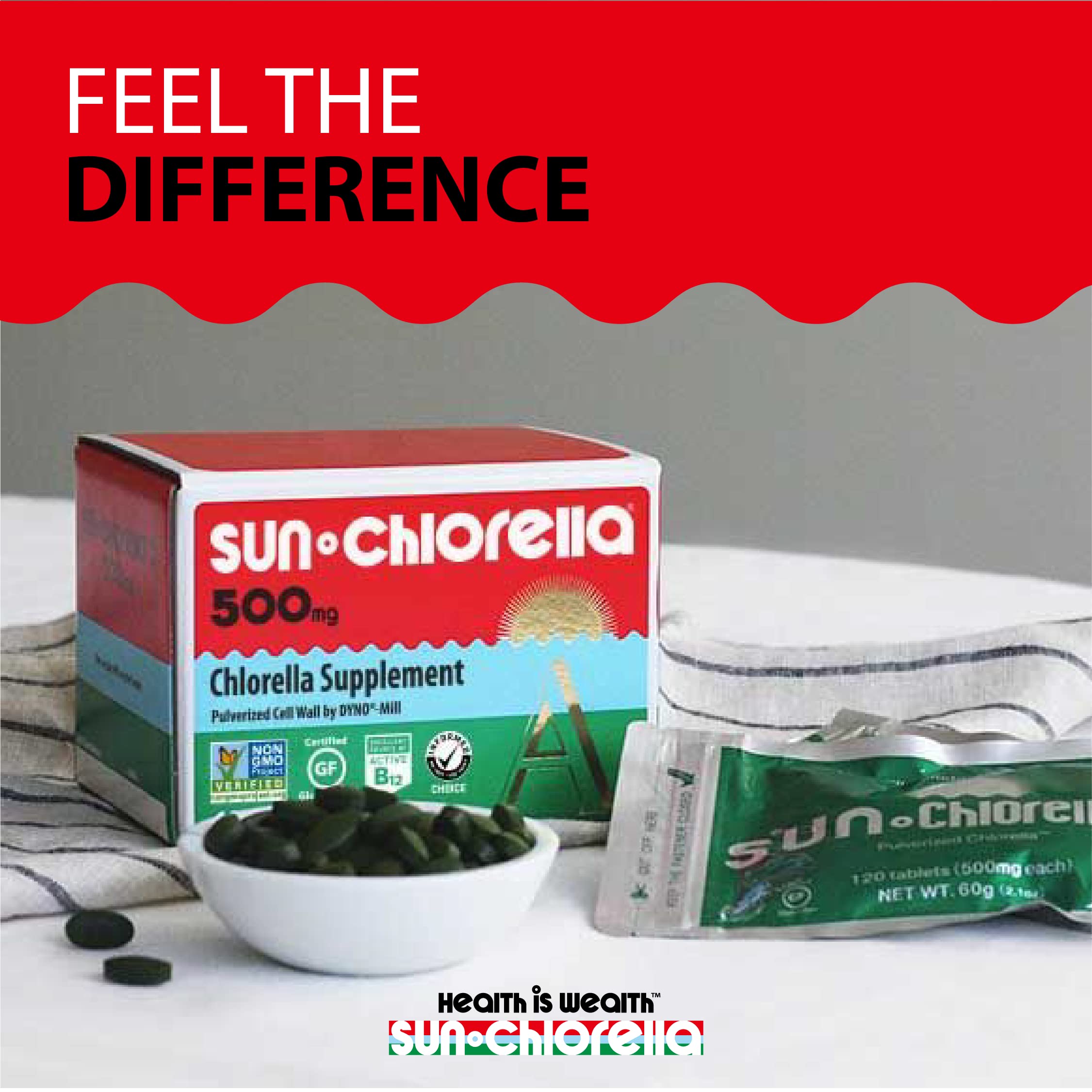 Sun Chlorella 500mg Green Algae Superfood Supplement - Supports Immune Defense, Gut Health & Natural Detox - Rich in Chlorophyll, B12, Iron & Protein - Non-GMO Vegan Tablets (600 Count) - Perfect for Daily Wellness Routine & Energy Boost