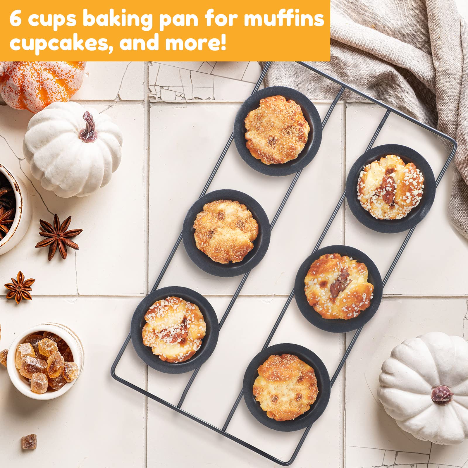 Shellwei 2-Piece Nonstick Popover Pan Set - 12 Cup Muffin Pan for Baking Cupcakes, Quiches, Frittatas & Pudding Cakes - Heavy Duty Bakeware for Oven, Perfect for Home Baking, Holiday Treats & Party Desserts (Black)