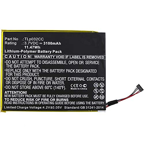 Synergy Digital Replacement Battery for Alcatel OT-9005X Tablet - 3100mAh Li-Polymer High Capacity Battery (Compatible with Alcatel TLp032CC) - Perfect for Extended Tablet Use at Home, Work or Travel
