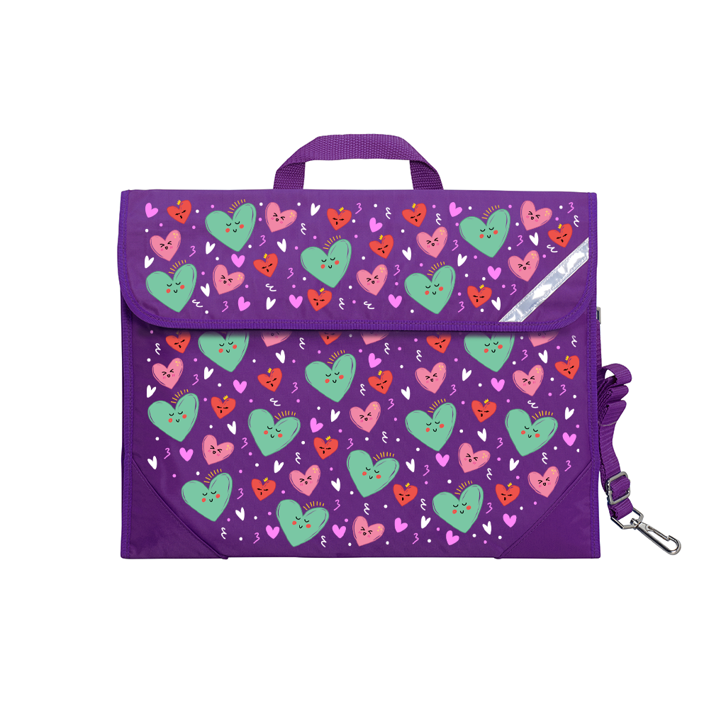 Sweet Hearts Safety Library Bags for Kids - Durable Book Bags with Reinforced Handles for School, Travel & Daily Use - Perfect for Carrying Books, Toys & Essentials