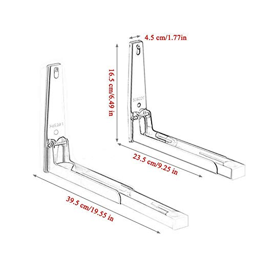 Hovico 304 Stainless Steel Microwave Oven Rack - Foldable & Expandable Microwave Shelf with 2 Hooks for Extra Storage Space | Perfect for Reheating Food, Cooking Meals & Organizing Small Kitchen Appliances