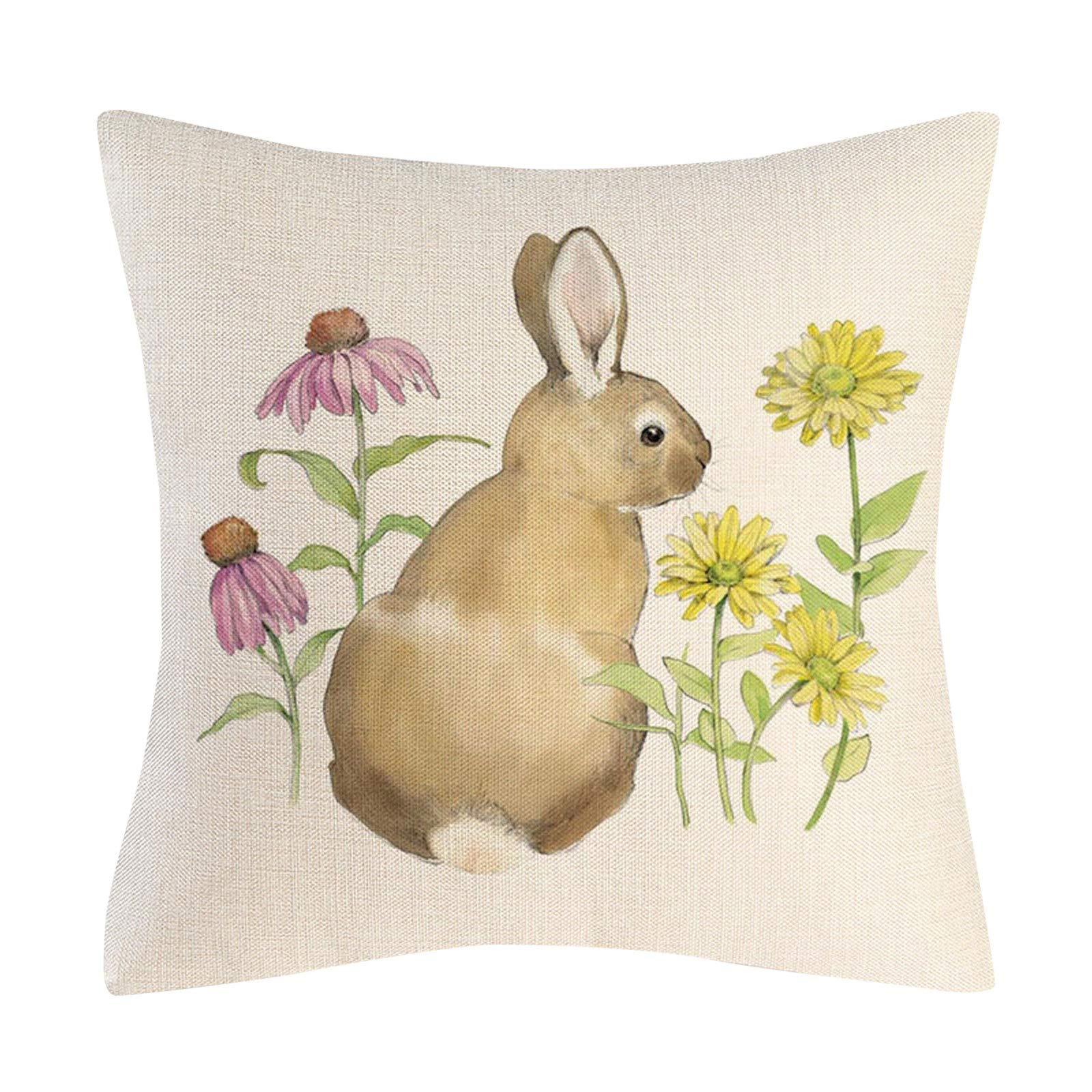 Easter Bunny Pillow Cover - Soft Couch Cushion Cover for Sofa, Bed, Chair - Custom Home Decor for Spring & Easter Holiday Decorations - Perfect for Living Room, Bedroom, Nursery Decor