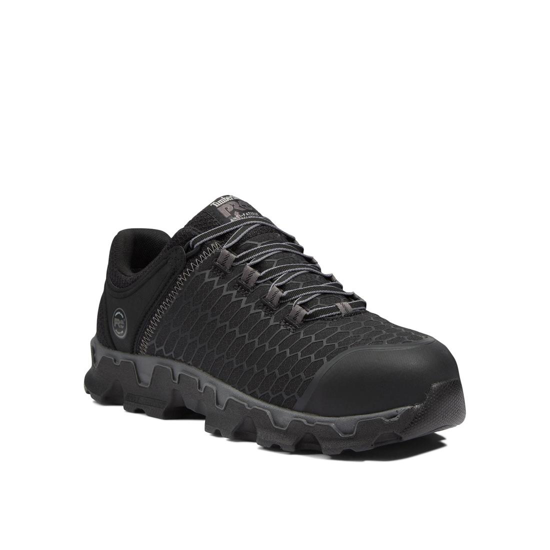 Powertrain Sport Alloy Toe Work Shoes for Men - Black/Grey Safety Sneakers - Lightweight & Comfortable for Construction, Warehouse & Industrial Work