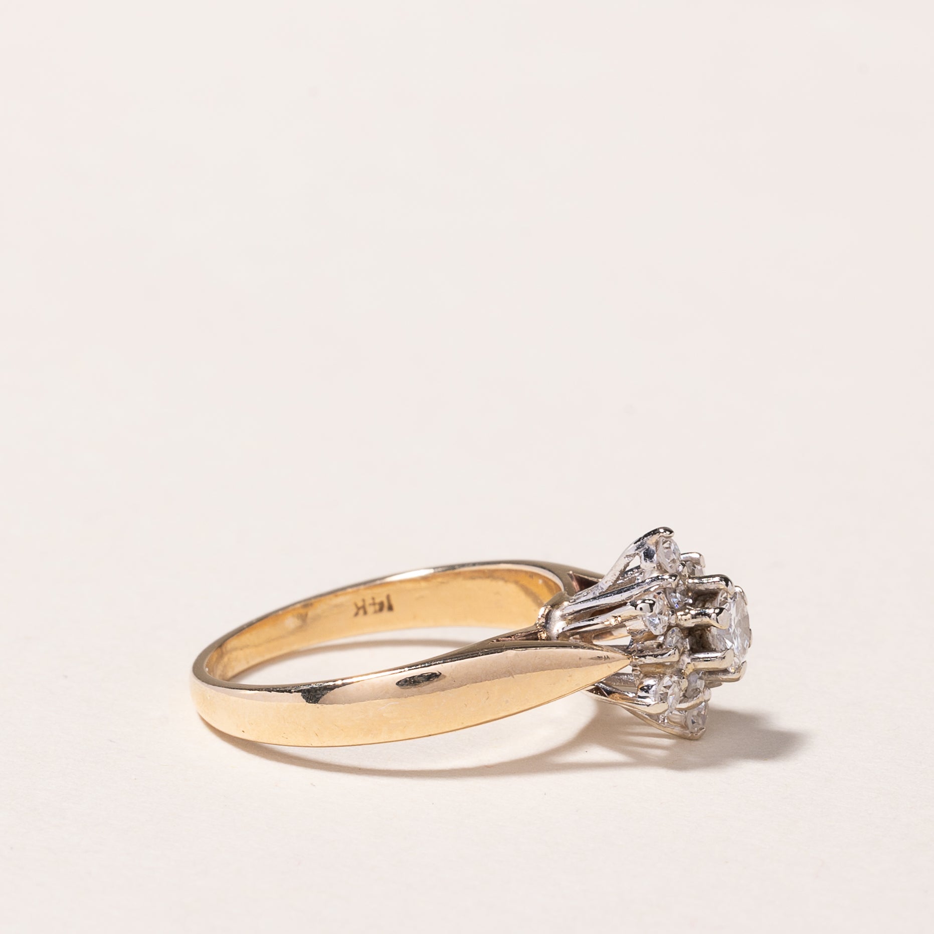 14K Yellow Gold Cluster Diamond Ring - 0.39 Carat Total Weight (CTW) - Size 4.75 - Elegant Wedding Band, Anniversary Gift for Her, Everyday Luxury Jewelry