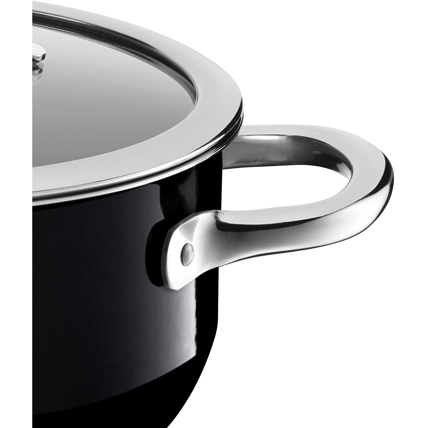 Silit 2.4L (20cm) Red Ceramic Pot with Glass Lid - Induction & Dishwasher Safe German-Made Cookware for Soups, Stews & Pasta | Hollow Handles & Pouring Rim