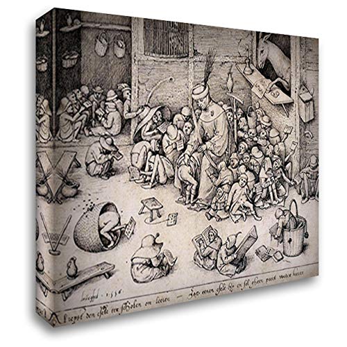 Pieter Bruegel The Elder - The Ass in The School 24x20 Inch Gallery Wrapped Canvas Art Print - Renaissance Wall Decor for Living Room, Office & Study