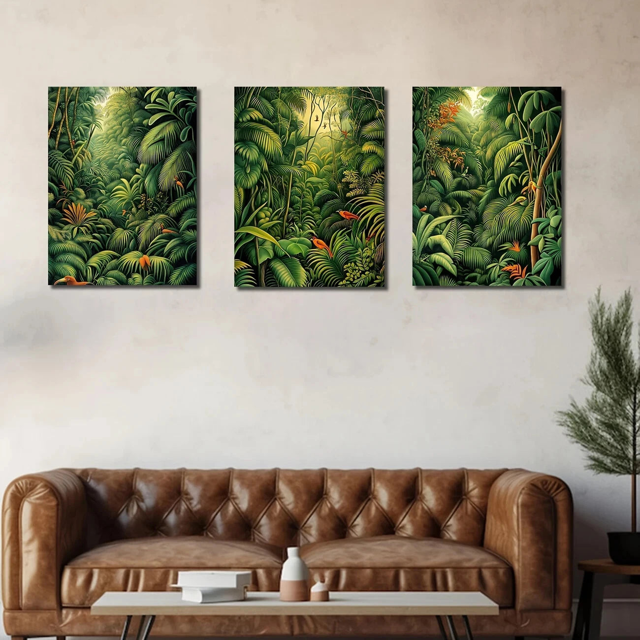 3-Piece Exotic Jungle Plants Metal Wall Art Prints - Ready to Hang Tropical Botanical Decor for Living Room, Bedroom & Office