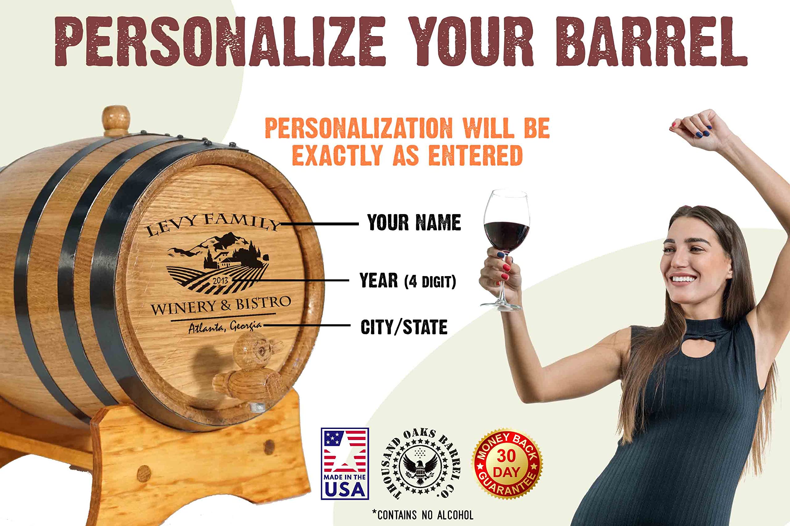 **Personalized 5 Gallon (20 Liter) Oak Wine Barrel with Stand, Bung & Spigot - Ideal for Home Brewing, Distilling, Wine Making & Cocktail Aging - Perfect for DIY Brewers & Bartenders (B314)**    *(Use Cases: Home Brewing, Craft Distilling, Wine Fermentation, Aging Cocktails, DIY Gifts, Bar Decor)*