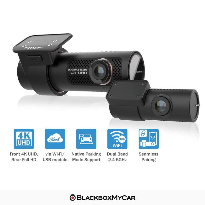 BLACKVUE DR900X-2CH PLUS 64GB 4K UHD Dual Channel Dash Cam with Built-in GPS & WiFi - 64GB SD Card Included for Continuous Recording - Perfect for Truckers, Rideshare Drivers & Fleet Vehicles