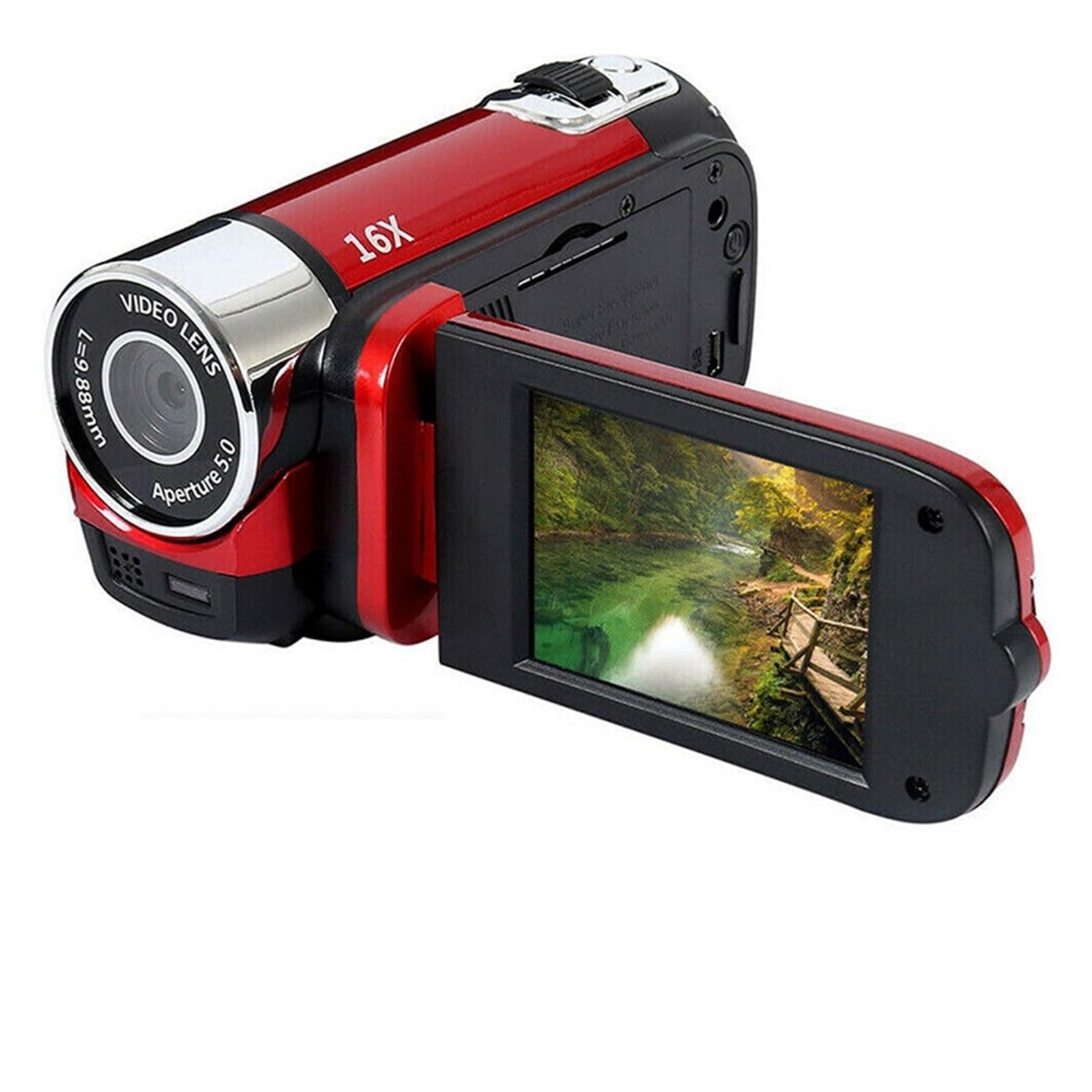 MZZYG 1080P HD Digital Camera with 16X Zoom & 270° Rotatable Lens - Vlogging Camera for YouTube, Travel, Family Events (Red) - Perfect for Content Creation, Outdoor Adventures & Home Videos
