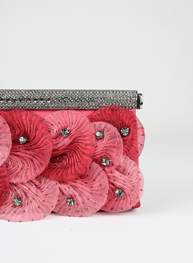 Valentino Petal Rose Clutch Bag for Women - Elegant Evening Clutch with Floral Design, Perfect for Parties, Weddings & Special Occasions