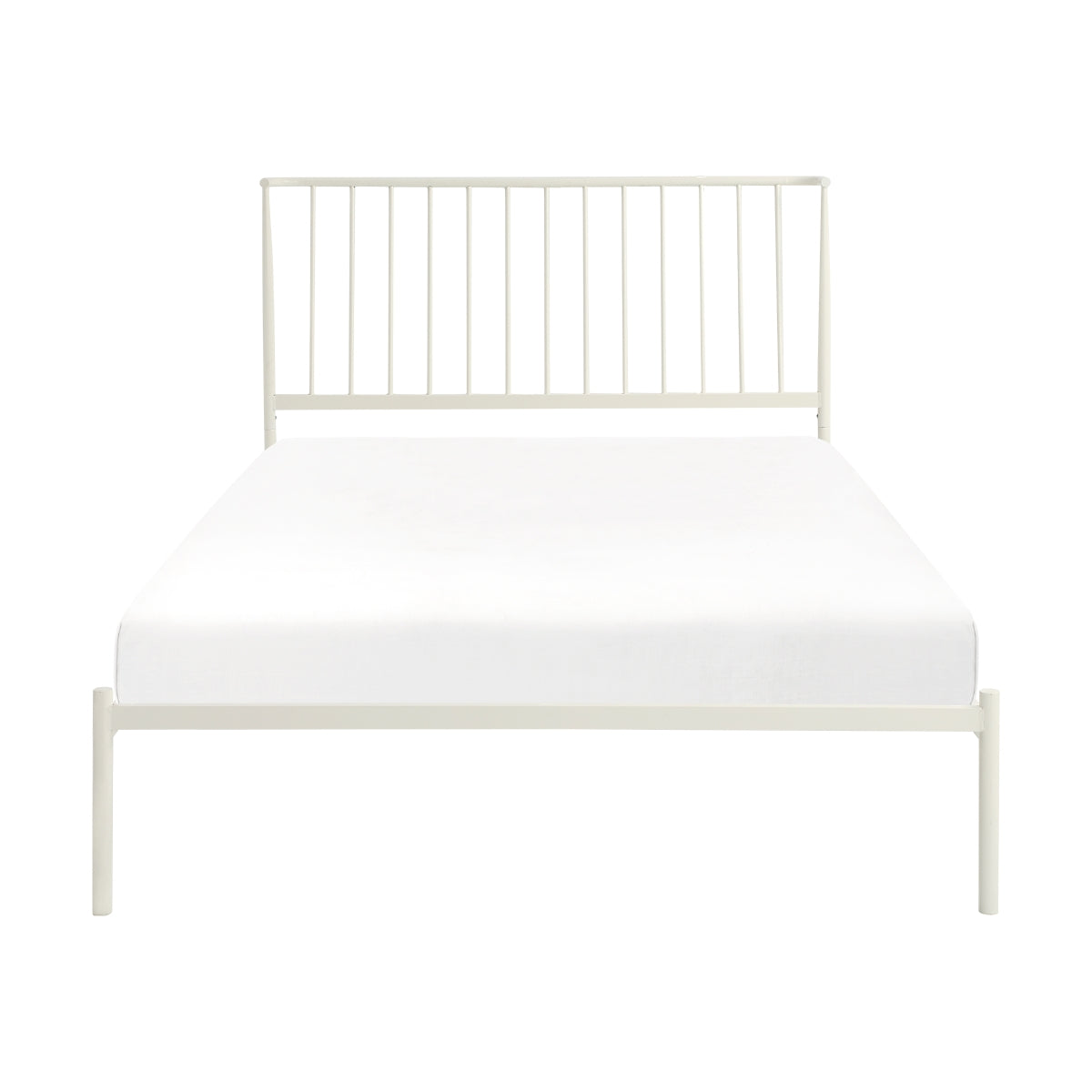 Stylish White Full Platform Bed Frame - Modern Minimalist Design for Bedroom, Guest Room, or Studio Apartment