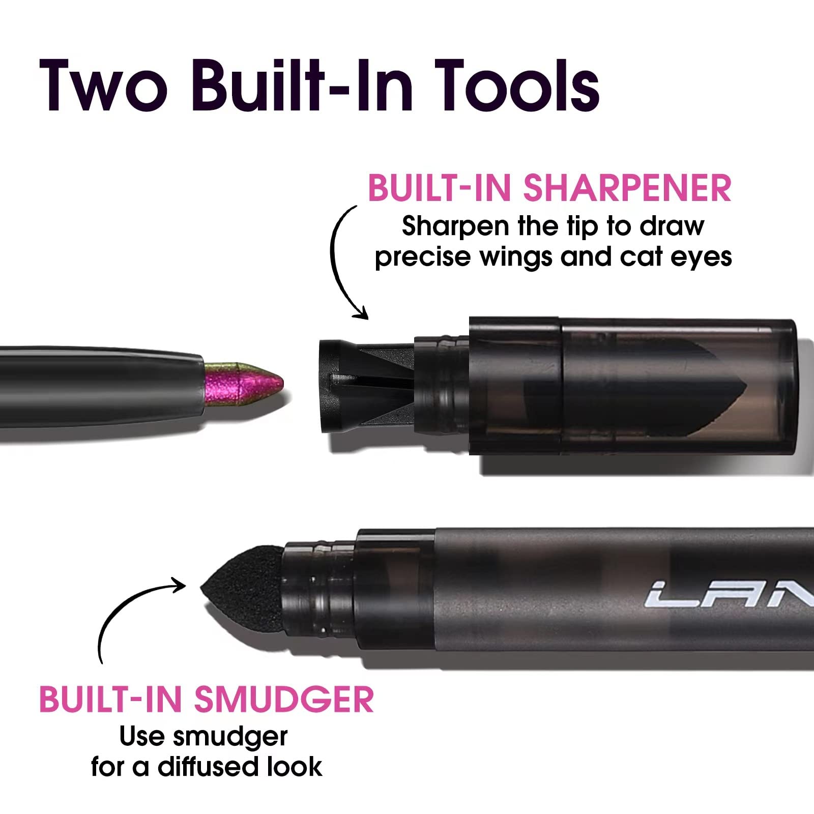 Lucoss Multichrome Metallic Eyeliner Pencil - Long Lasting Glitter Eye Makeup with Sharpener & Smudger - Perfect for Party, Halloween & Festival Makeup Looks