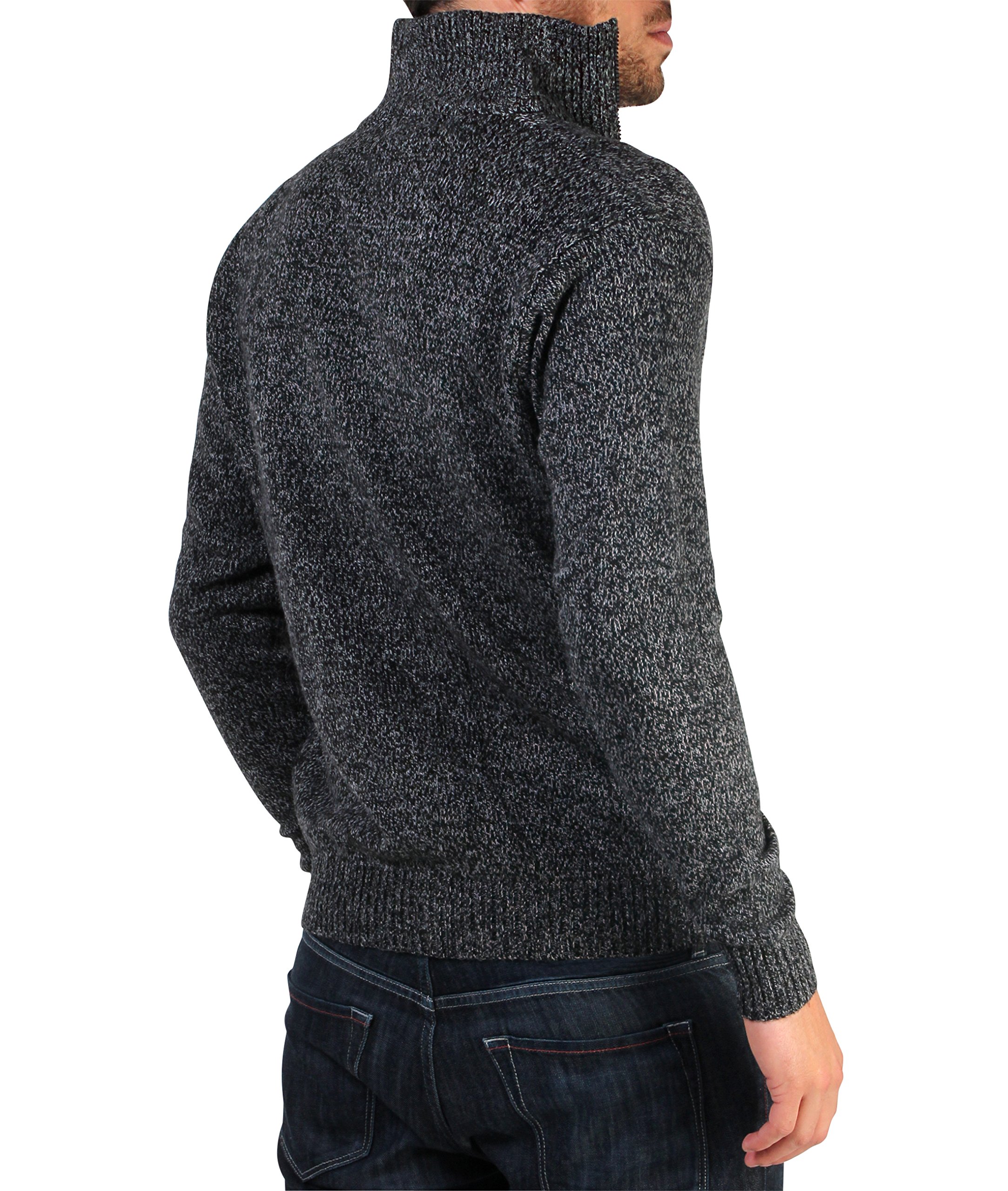 KRISP Men's Wool Funnel Neck Zip Cardigan - Winter Knitted Sweater for Men - Warm & Stylish Pullover for Casual Wear, Office & Outdoor Activities