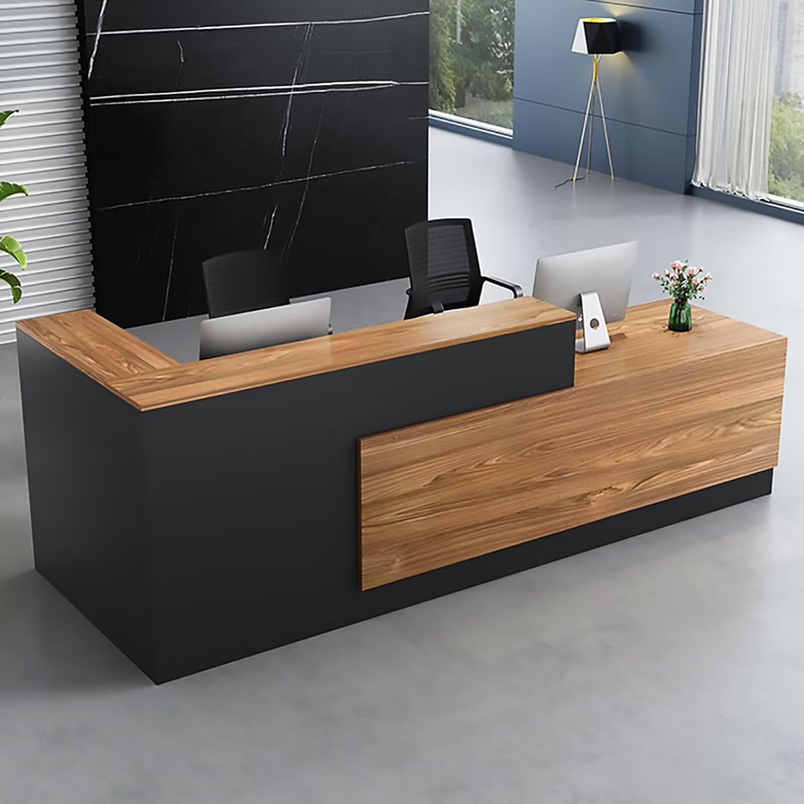 CHARON L-Shaped Reception Desk with Lockable Drawers & Keyboard Tray - 63