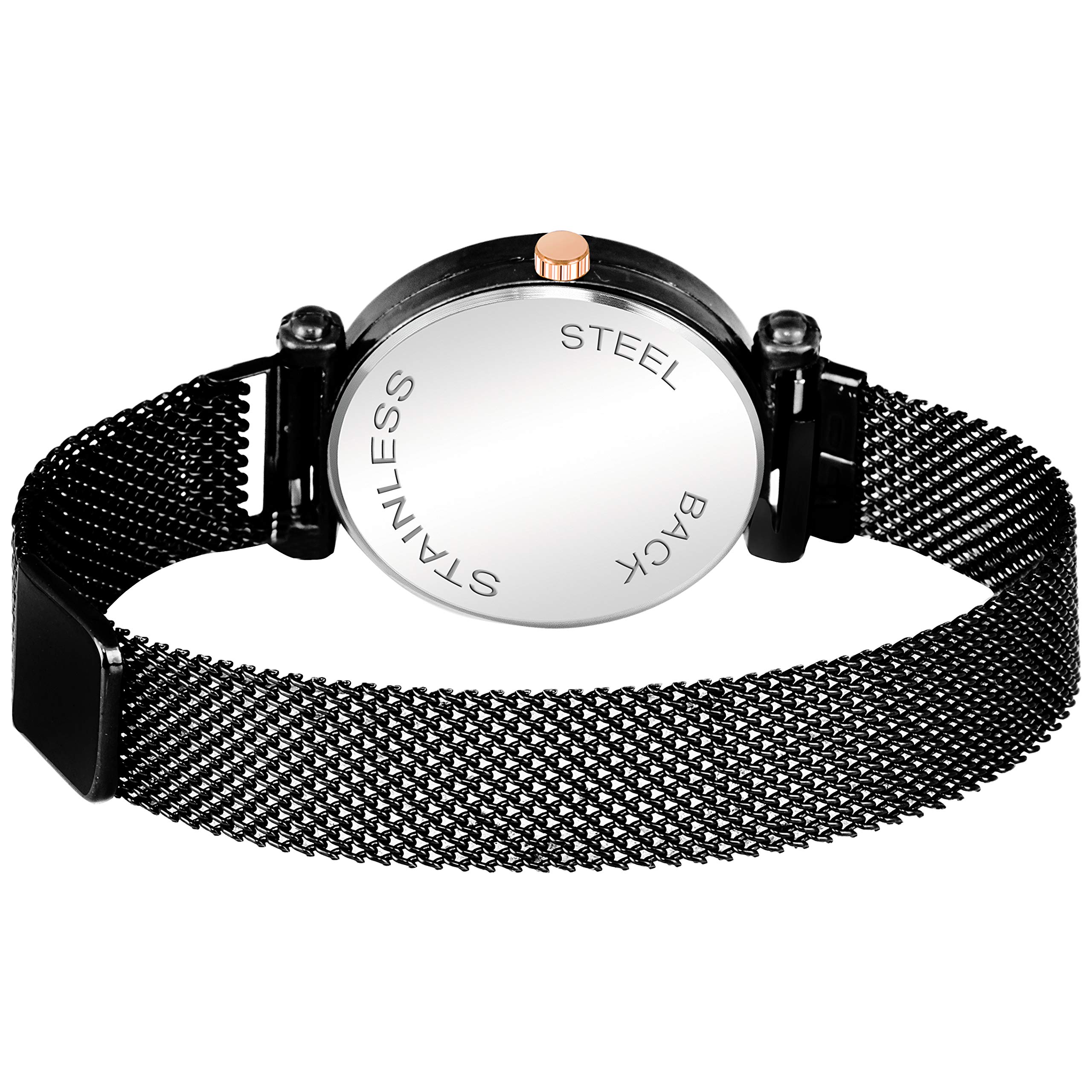Stylish Analog Black Dial Magnetic Watch with Heart Bracelet for Women & Girls - Perfect for Casual Wear, Office & Date Nights