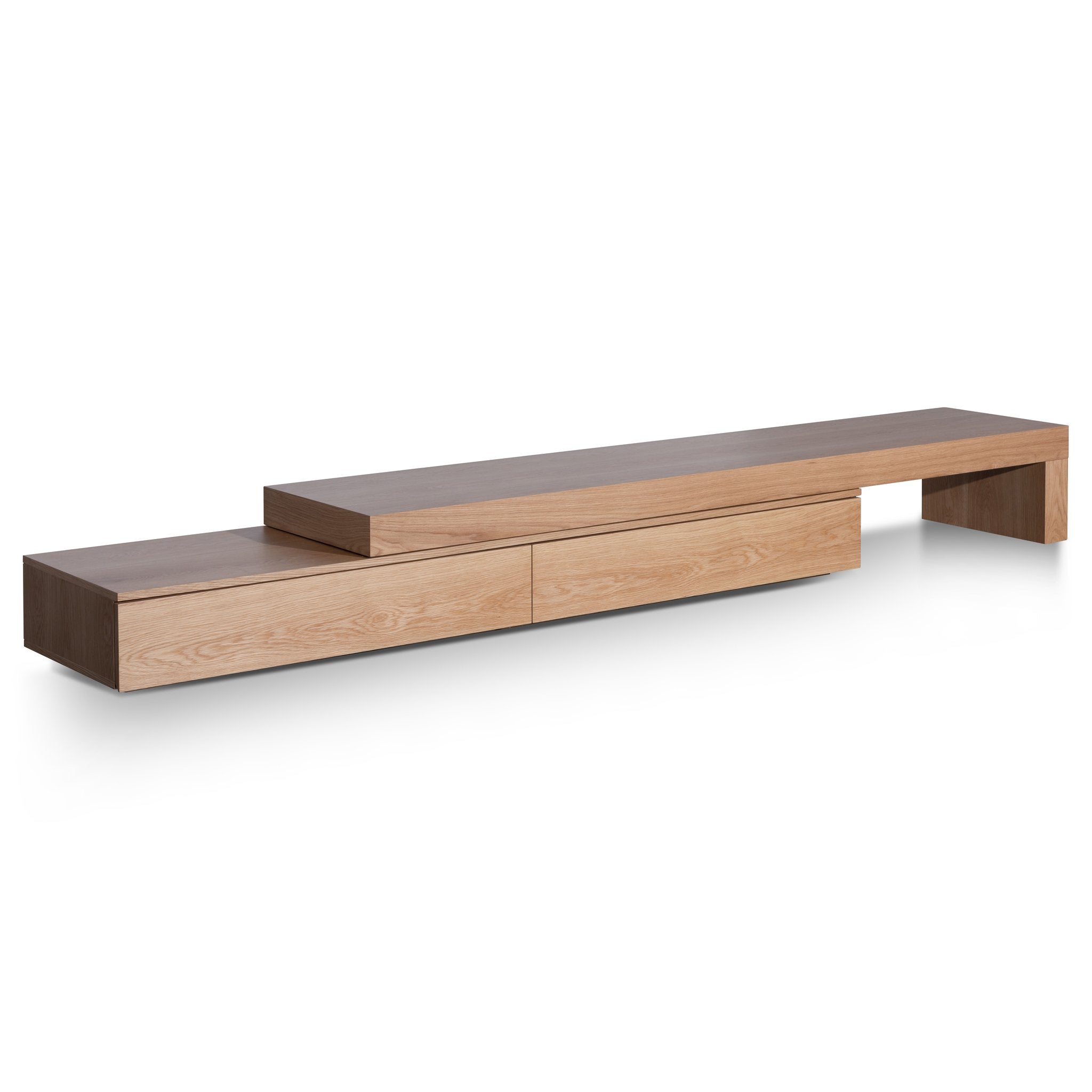 Extendable TV Stand Entertainment Center - Natural Oak Finish for Living Room, Bedroom & Home Theater Setup