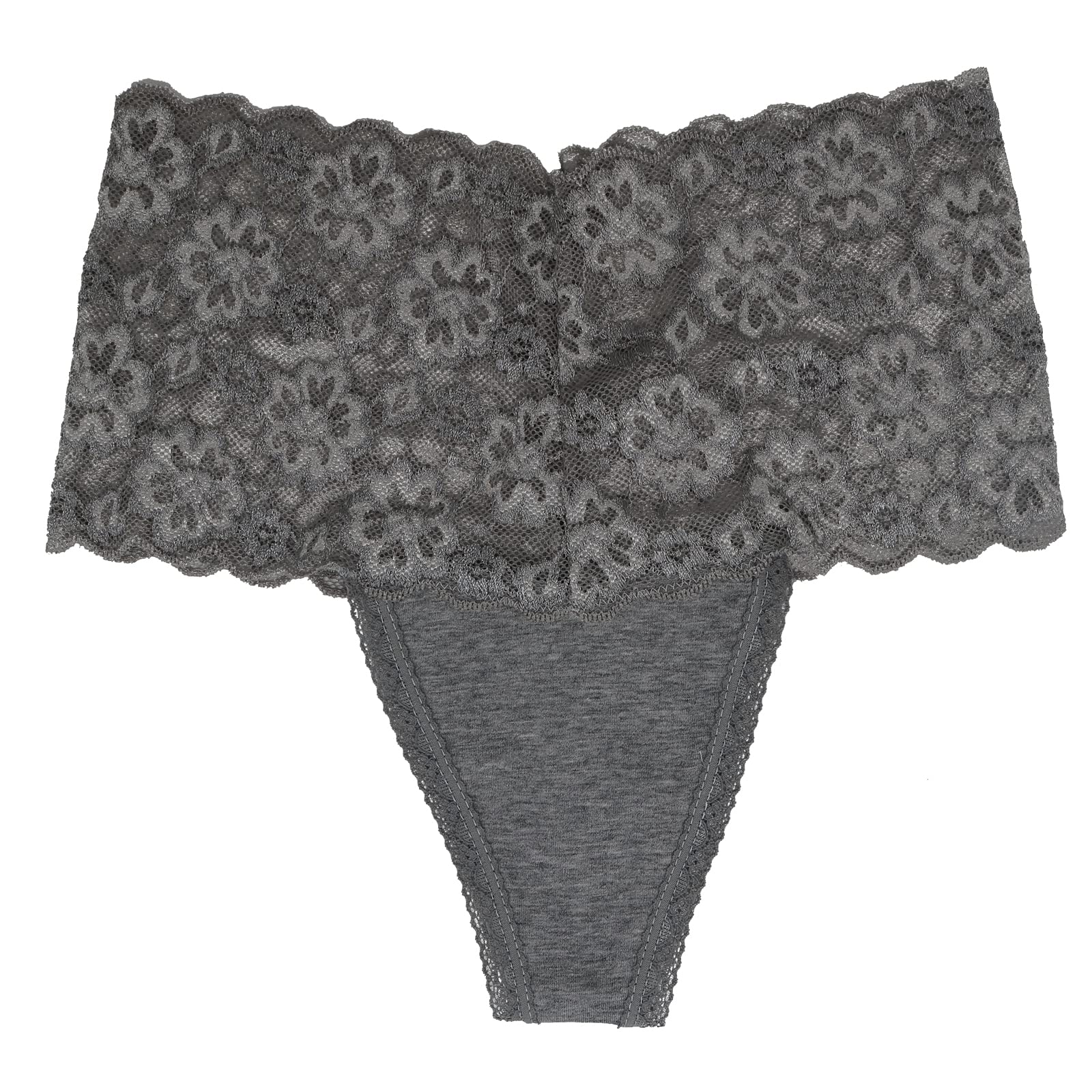 Deigecil High Waisted Lace Cotton Thong Panties - Postpartum C-Section Recovery Underwear for Moms, Plus Size Retro Thongs (6-Pack) - Perfect for Postpartum Comfort & Everyday Wear