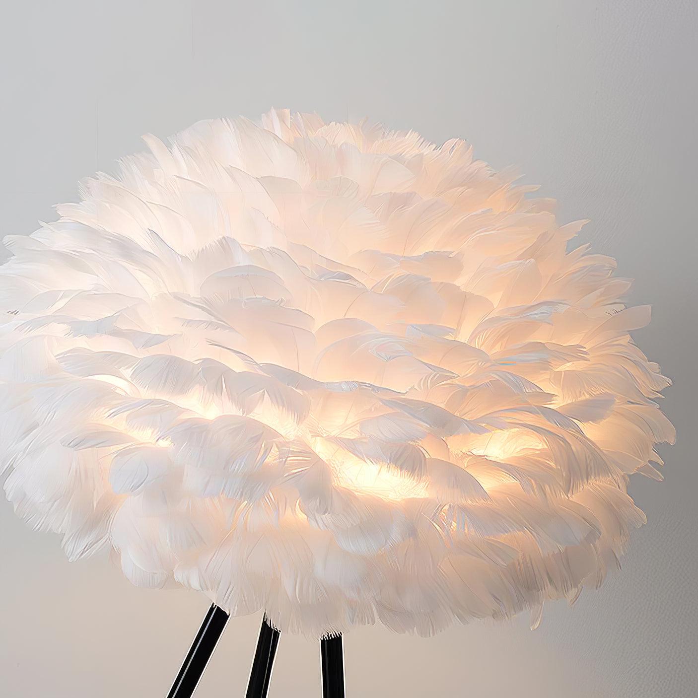 Eos Feather Floor Lamp - Modern Adjustable Standing Light for Living Room, Bedroom & Office - Soft Warm White LED Lighting for Cozy Ambiance