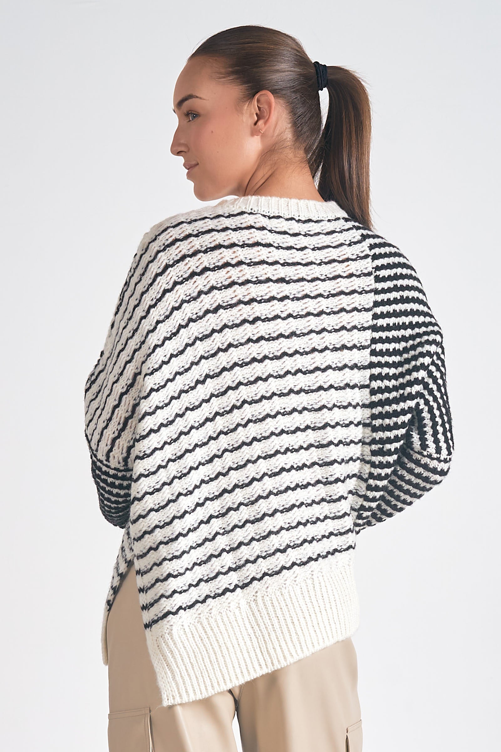 Mara Striped Sweater for Women - Soft Knit Pullover with Long Sleeves - Cozy Winter Casual Wear for Office, Date Night & Holiday Outfits