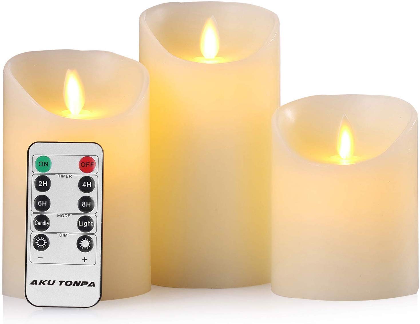 Real Wax Flameless LED Candles Set - Battery Operated Pillar Candles with Remote Control, 24-Hour Timer & Flickering Effect (4